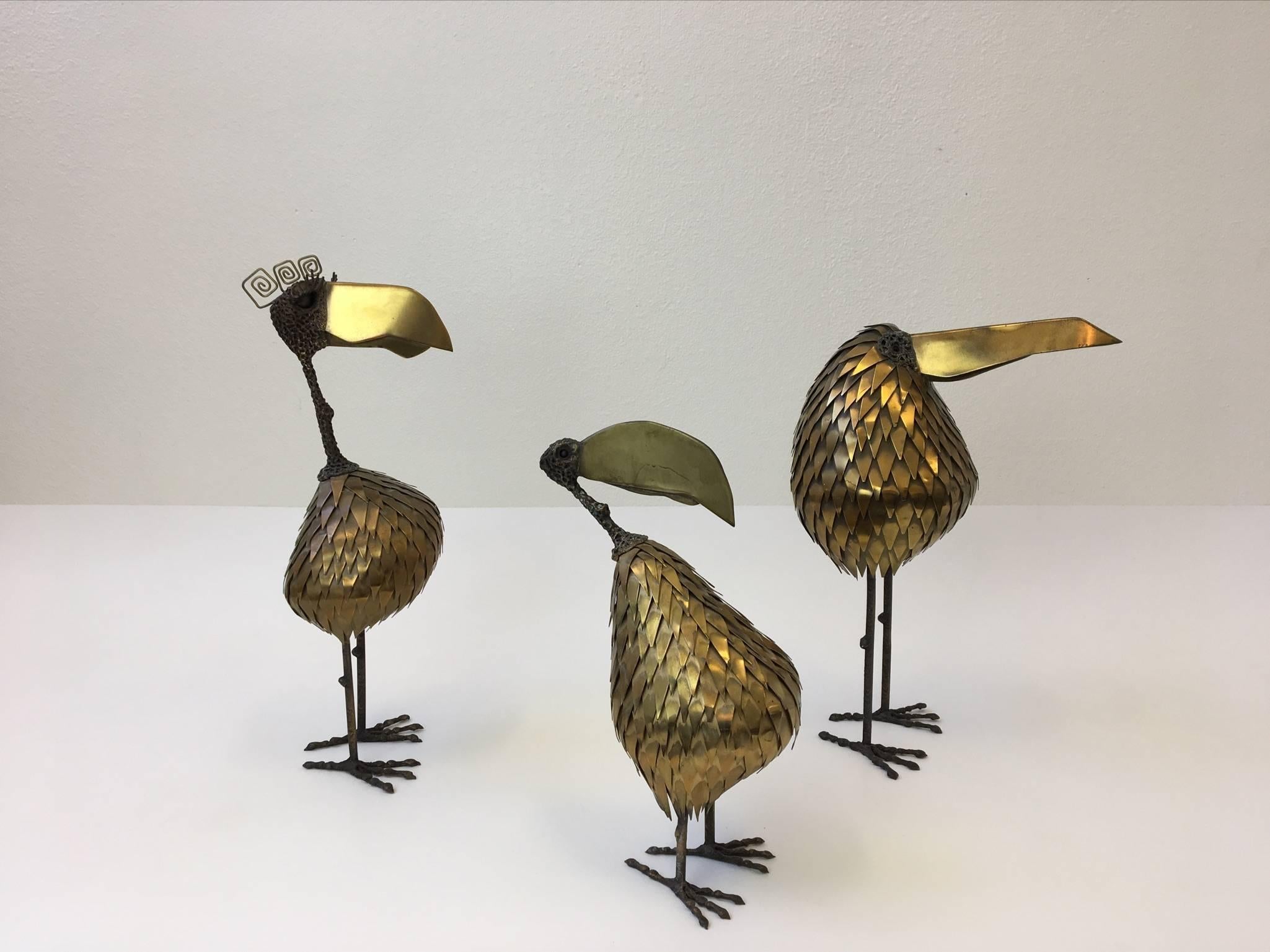 A charming brass and bronze family of three dodo birds from the 1970s.
We are not sure who made them we can't find a signature but the baby is numbered 8 of 50. 
Dimensions: Female- 22.5