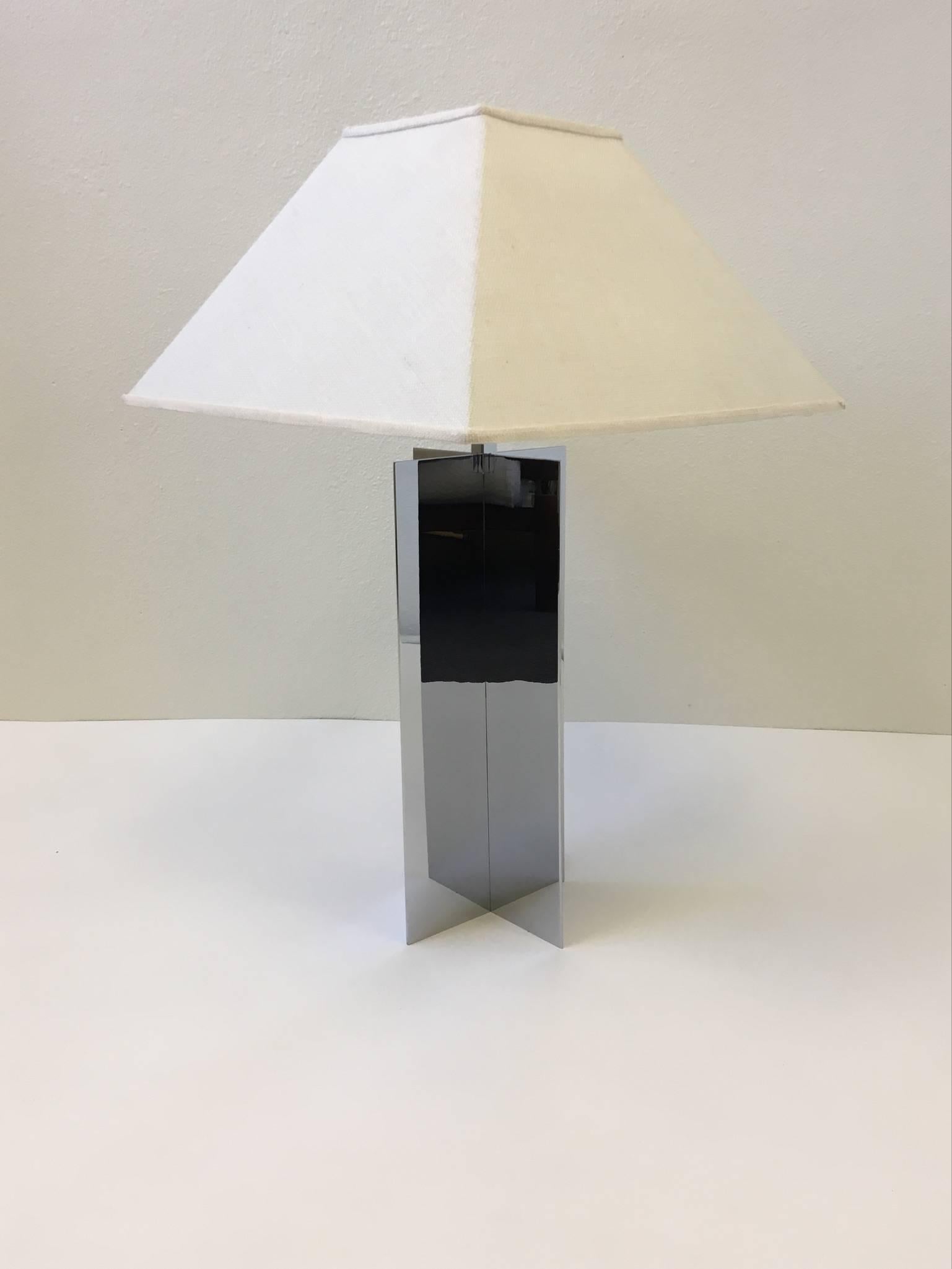 English Pair of Polished Aluminium Table Lamps by Paul Mayen for Habitat