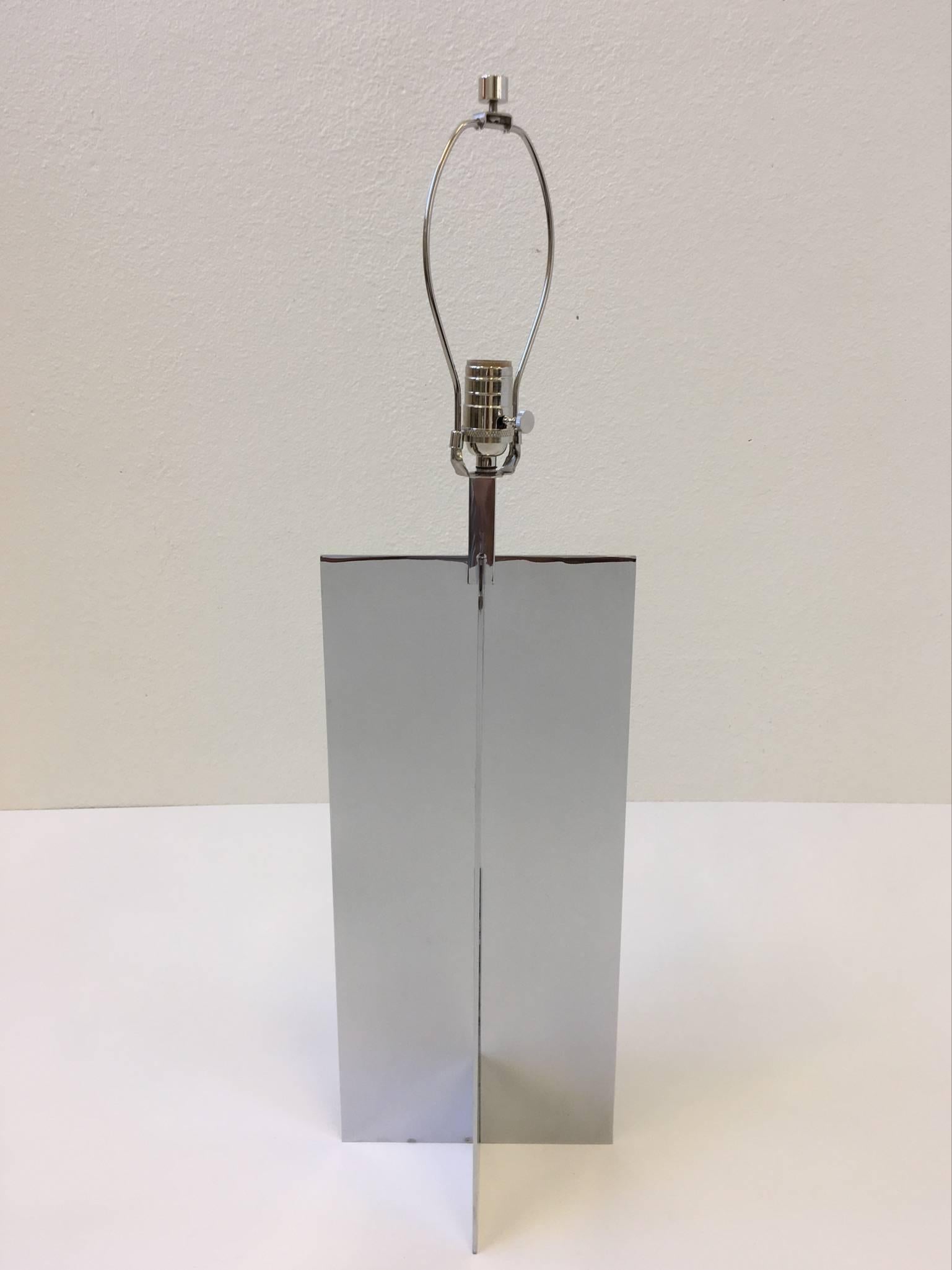 Pair of Polished Aluminium Table Lamps by Paul Mayen for Habitat 2