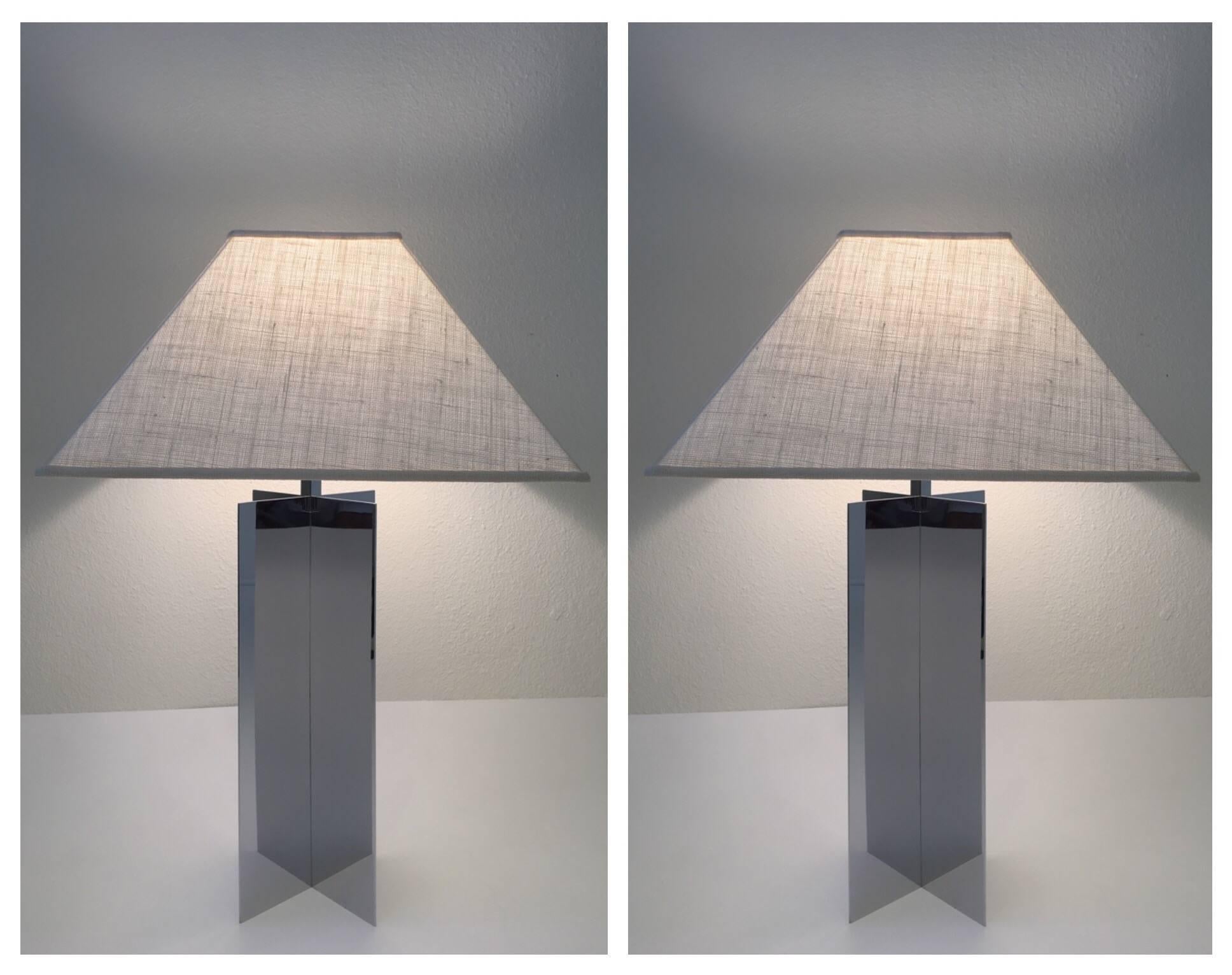 Pair of Polished Aluminium Table Lamps by Paul Mayen for Habitat 3