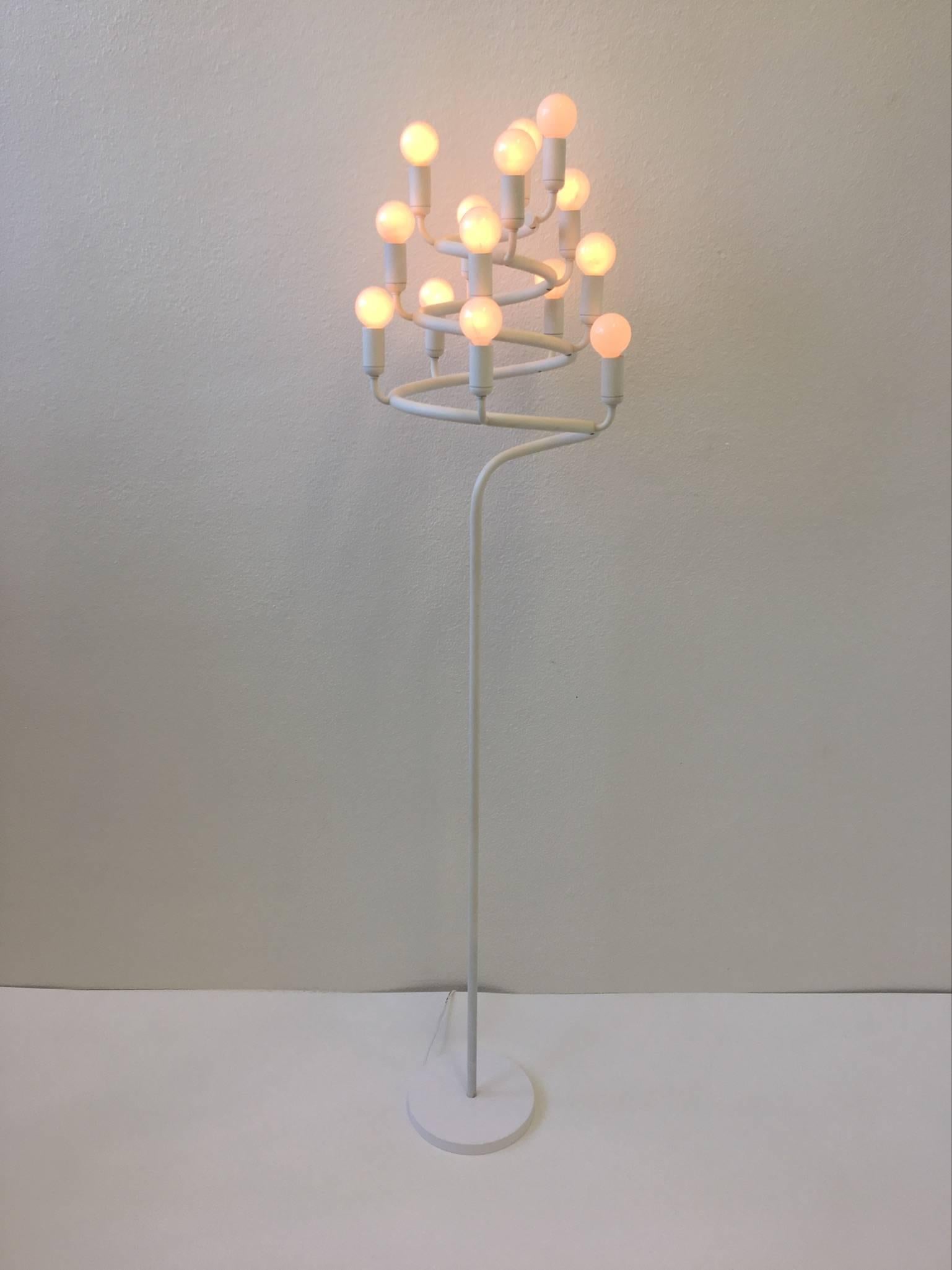 Mid-Century Modern Spiral Candelabra Floor Lamp by Laurel For Sale