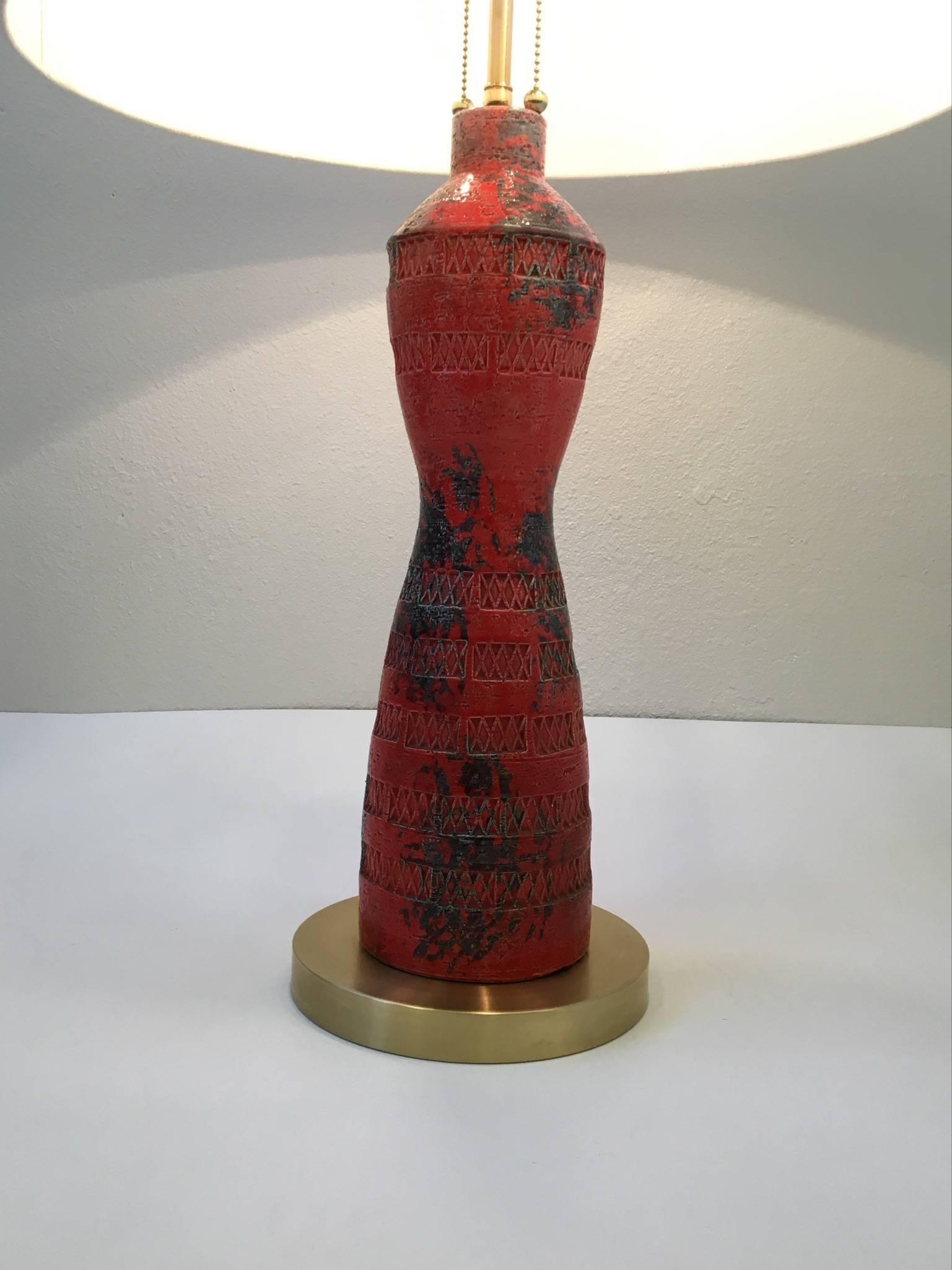 Italian Ceramic and Brass Table Lamp by Bitossi 2
