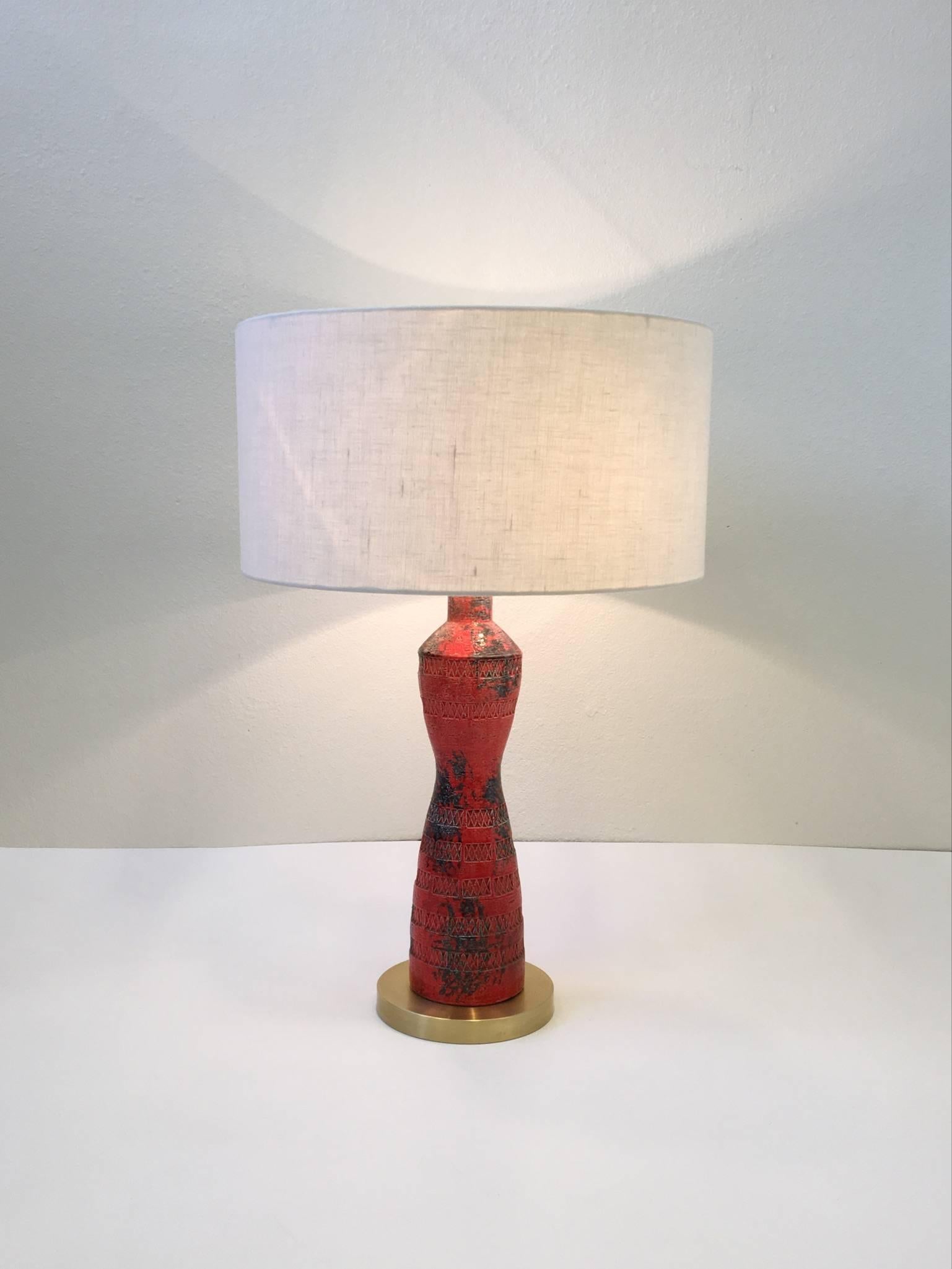 Italian Ceramic and Brass Table Lamp by Bitossi 3