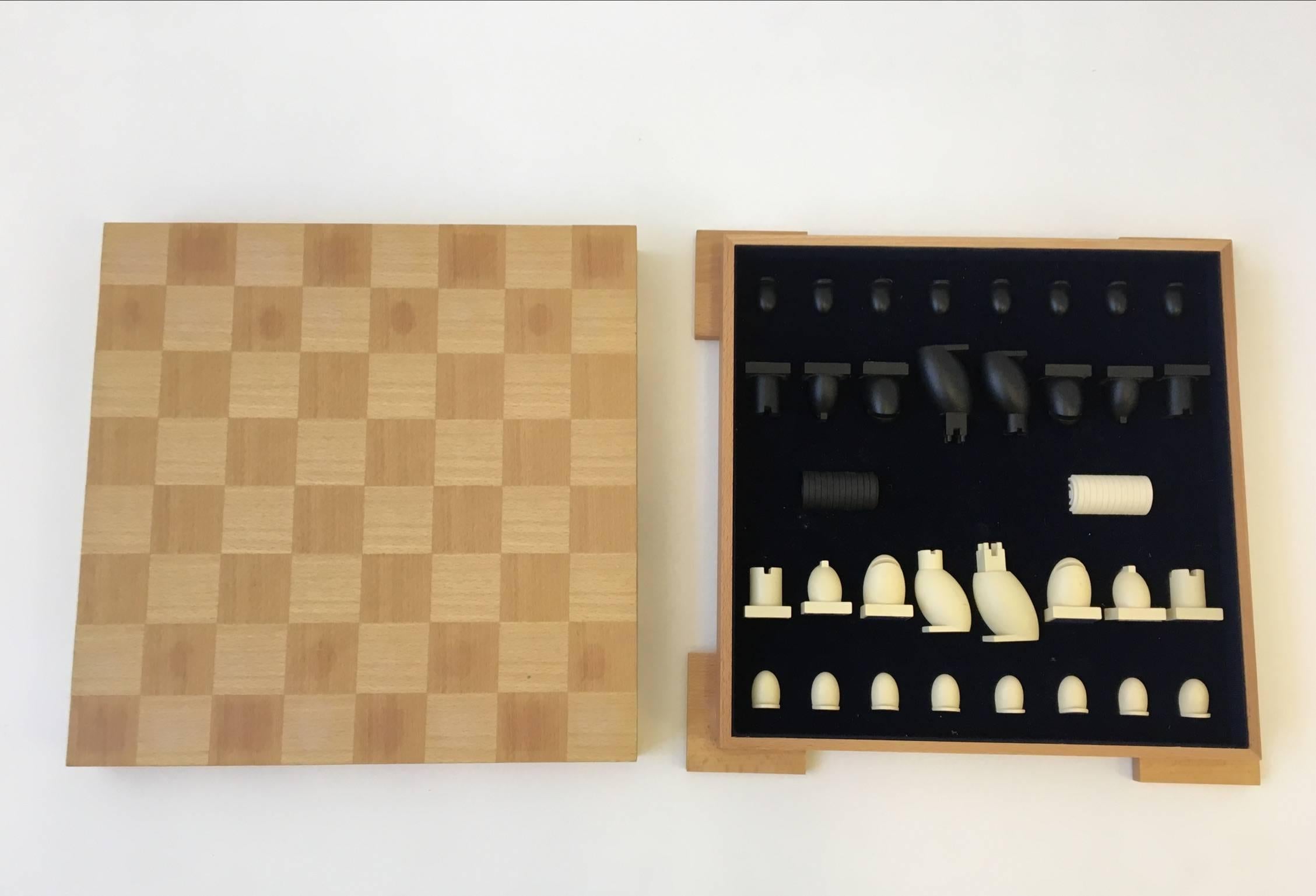 Memphis Group Wood and Composites Chess and Checkers Set by Architect Michael Graves