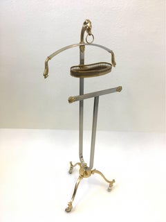 Italian Brass and Brushed Stainless Steel Valet