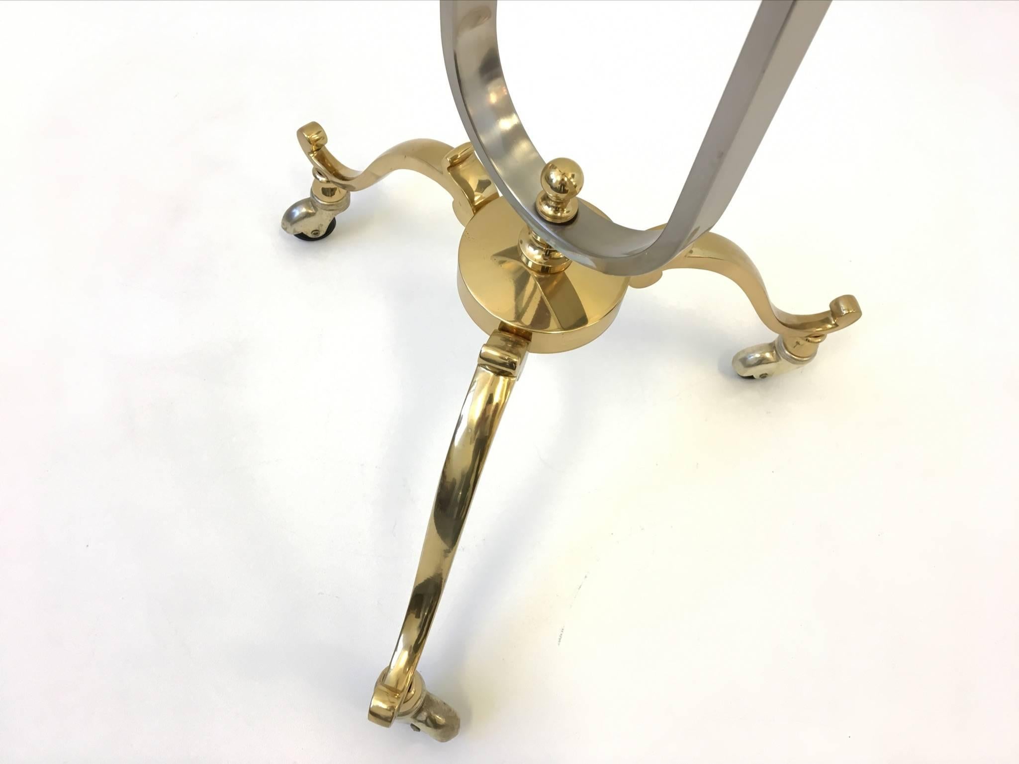 Italian Brass and Brushed Stainless Steel Valet In Excellent Condition For Sale In Palm Springs, CA