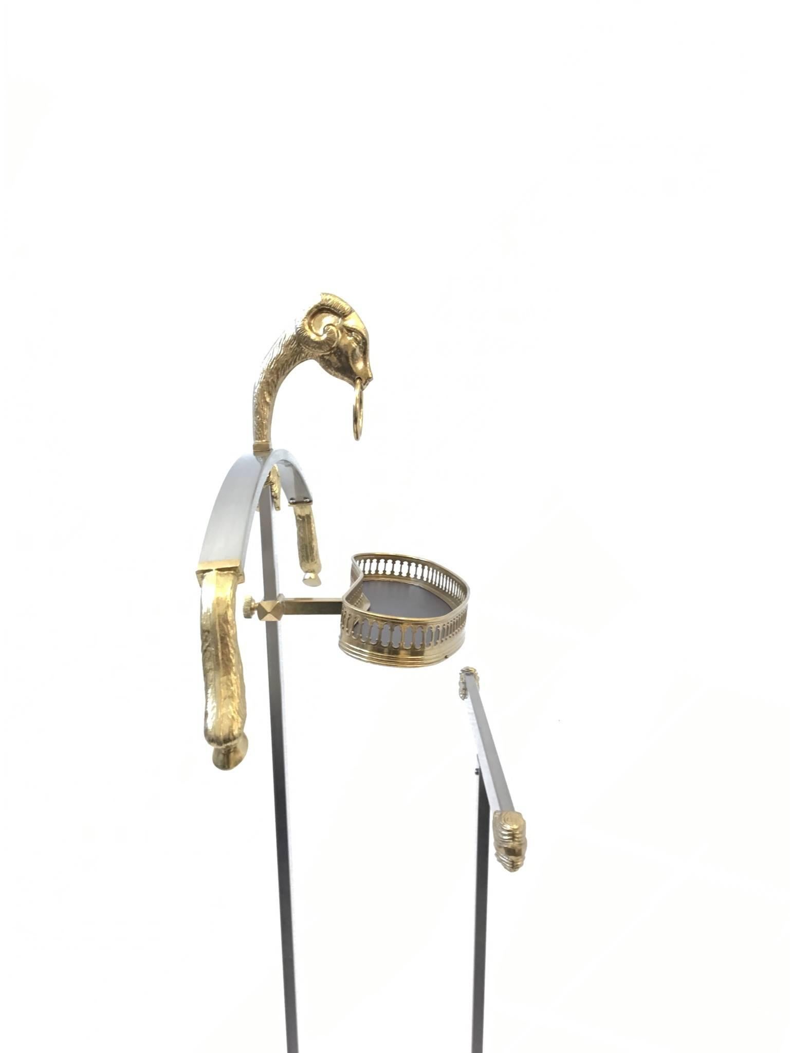 Italian Brass and Brushed Stainless Steel Valet For Sale 3
