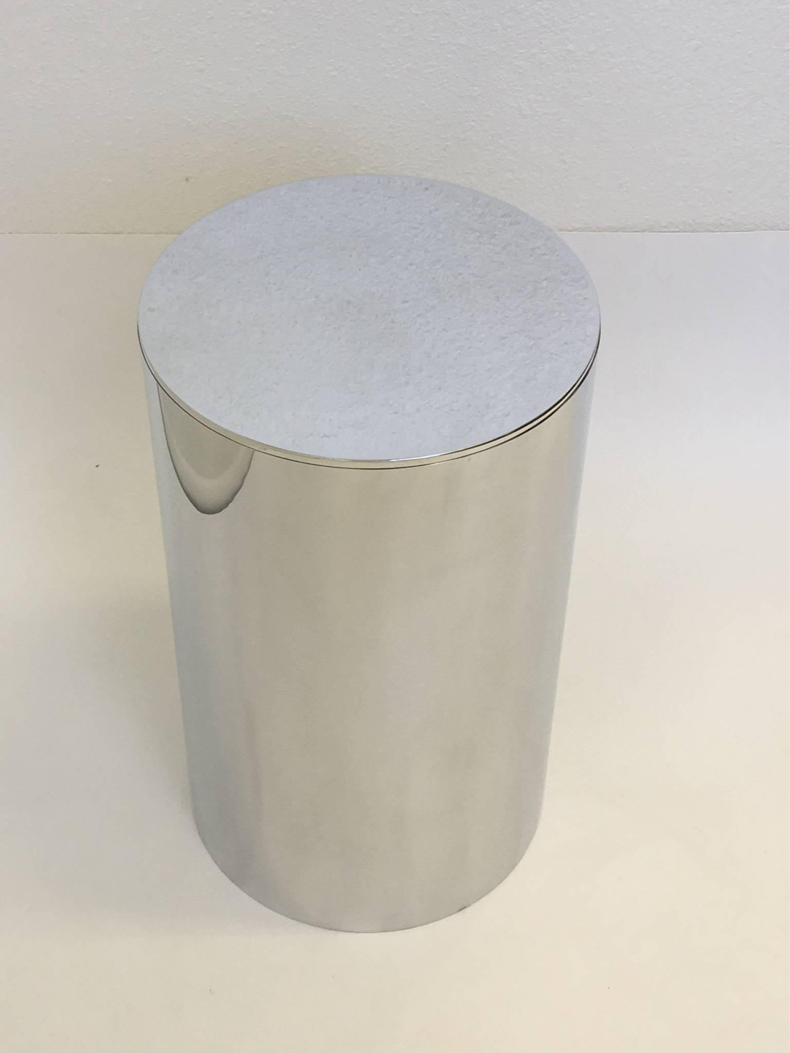 Modern Polished Aluminium Drum Occasional Table by Paul Mayen for Habitat