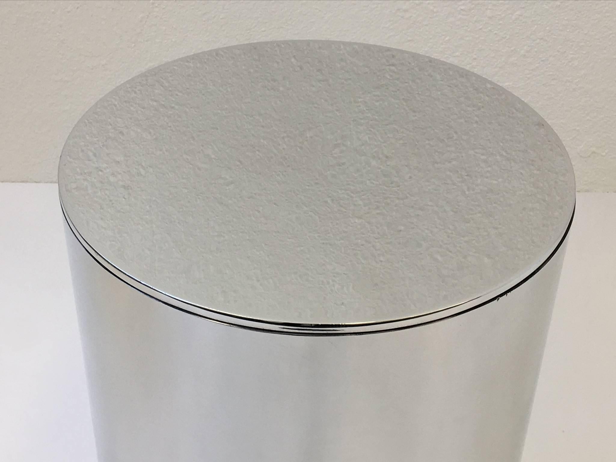 British Polished Aluminium Drum Occasional Table by Paul Mayen for Habitat