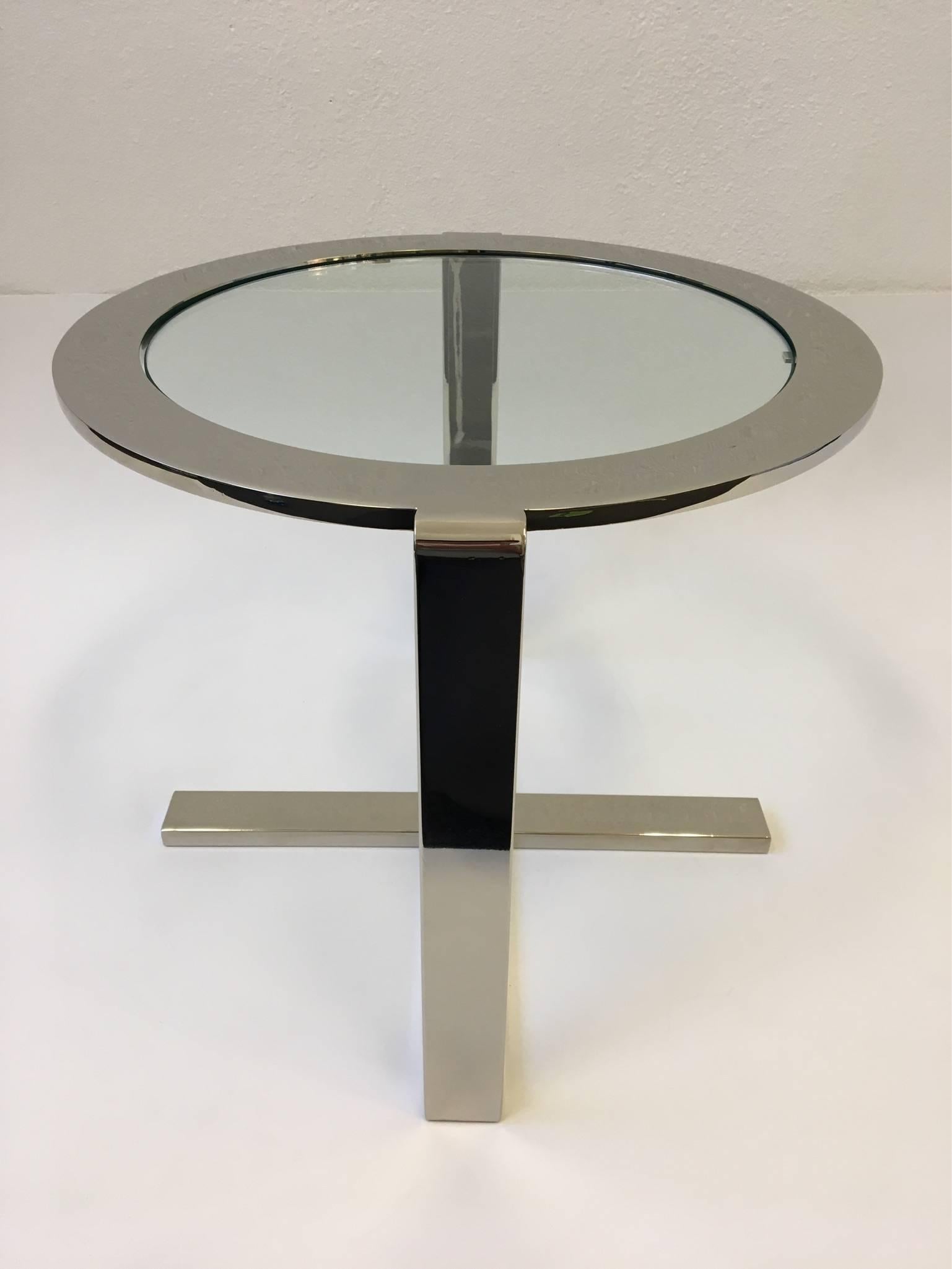 polished nickel coffee table