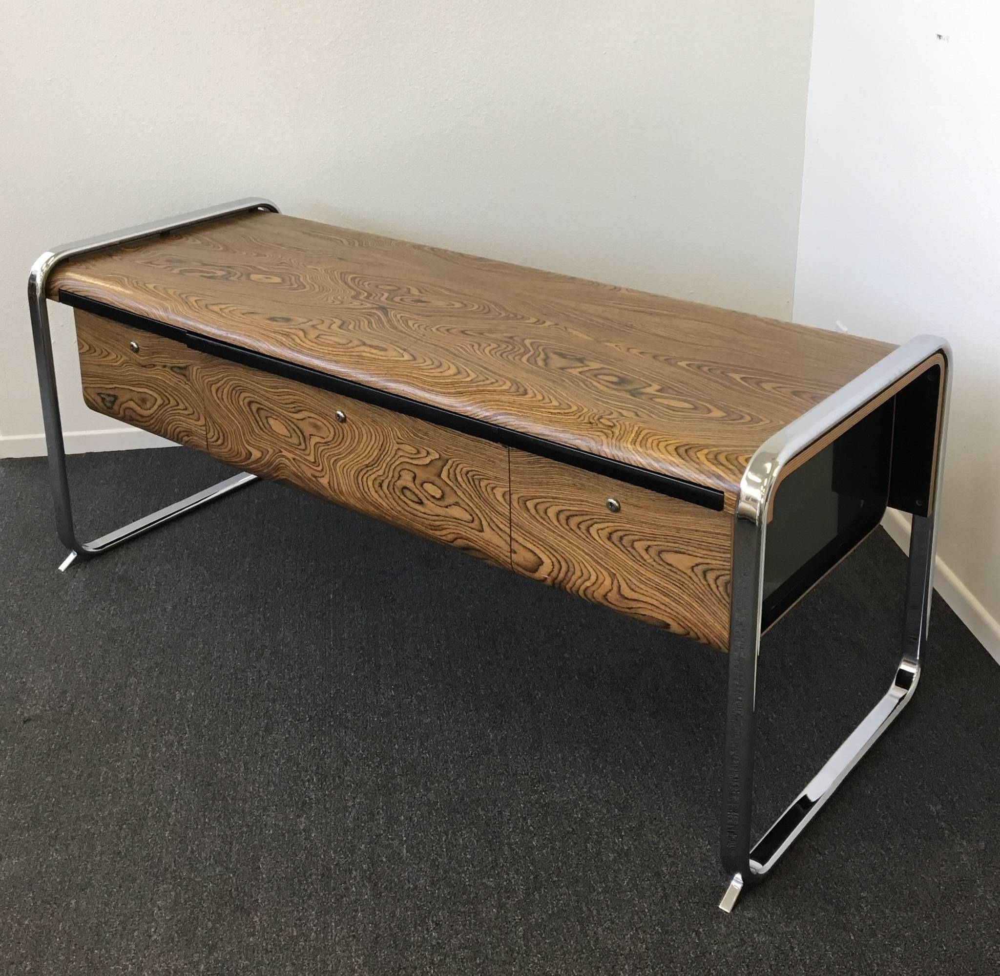 American Zebrawood and Chrome Credenza by Peter Protzman for Herman Miller