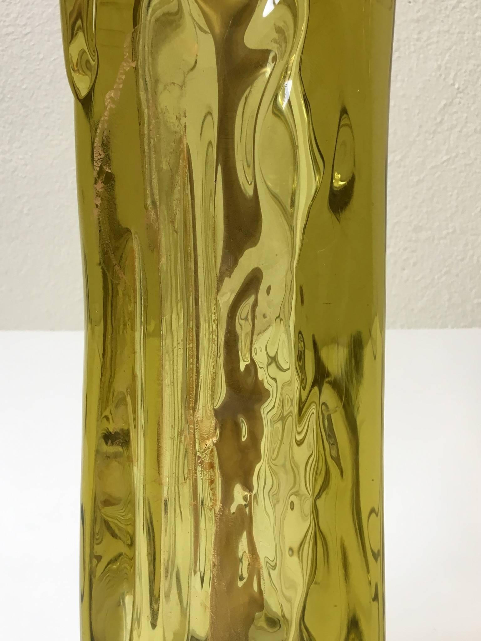 Linen Italian Murano Glass Table Lamp by Seguso for Marbro