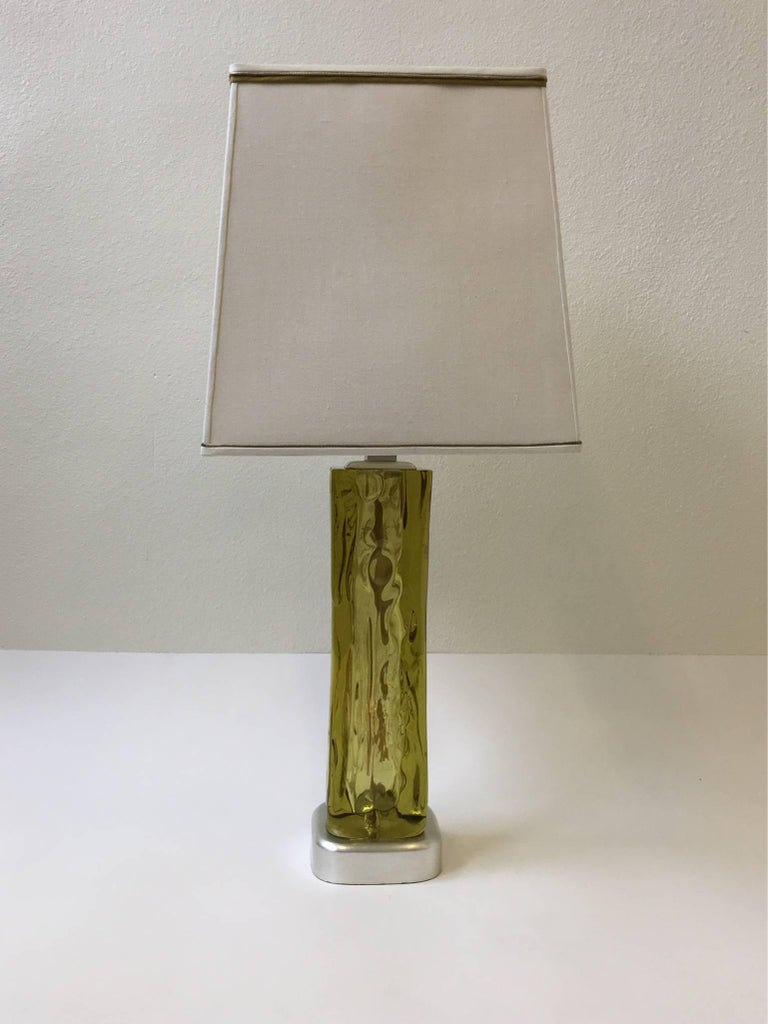 Italian Murano Glass Table Lamp by Seguso for Marbro For Sale 2