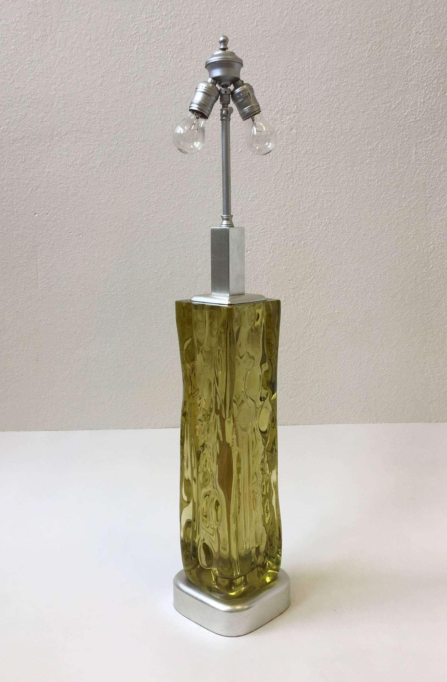 Italian Murano Glass Table Lamp by Seguso for Marbro 3