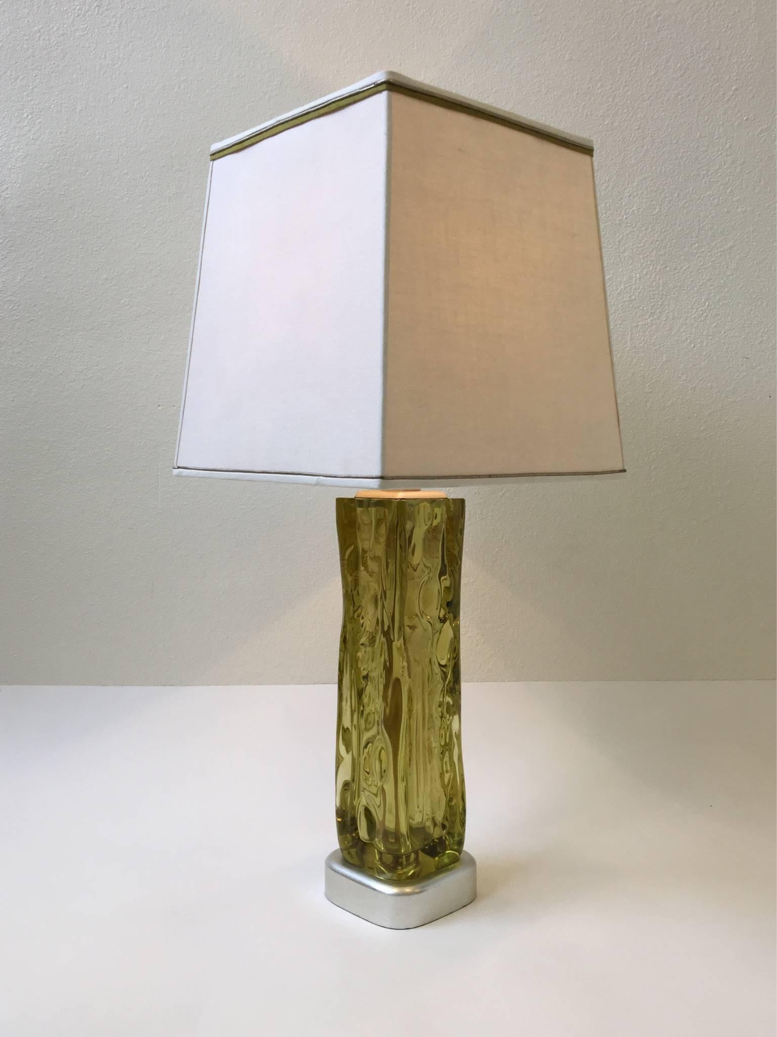 Italian Murano Glass Table Lamp by Seguso for Marbro 4