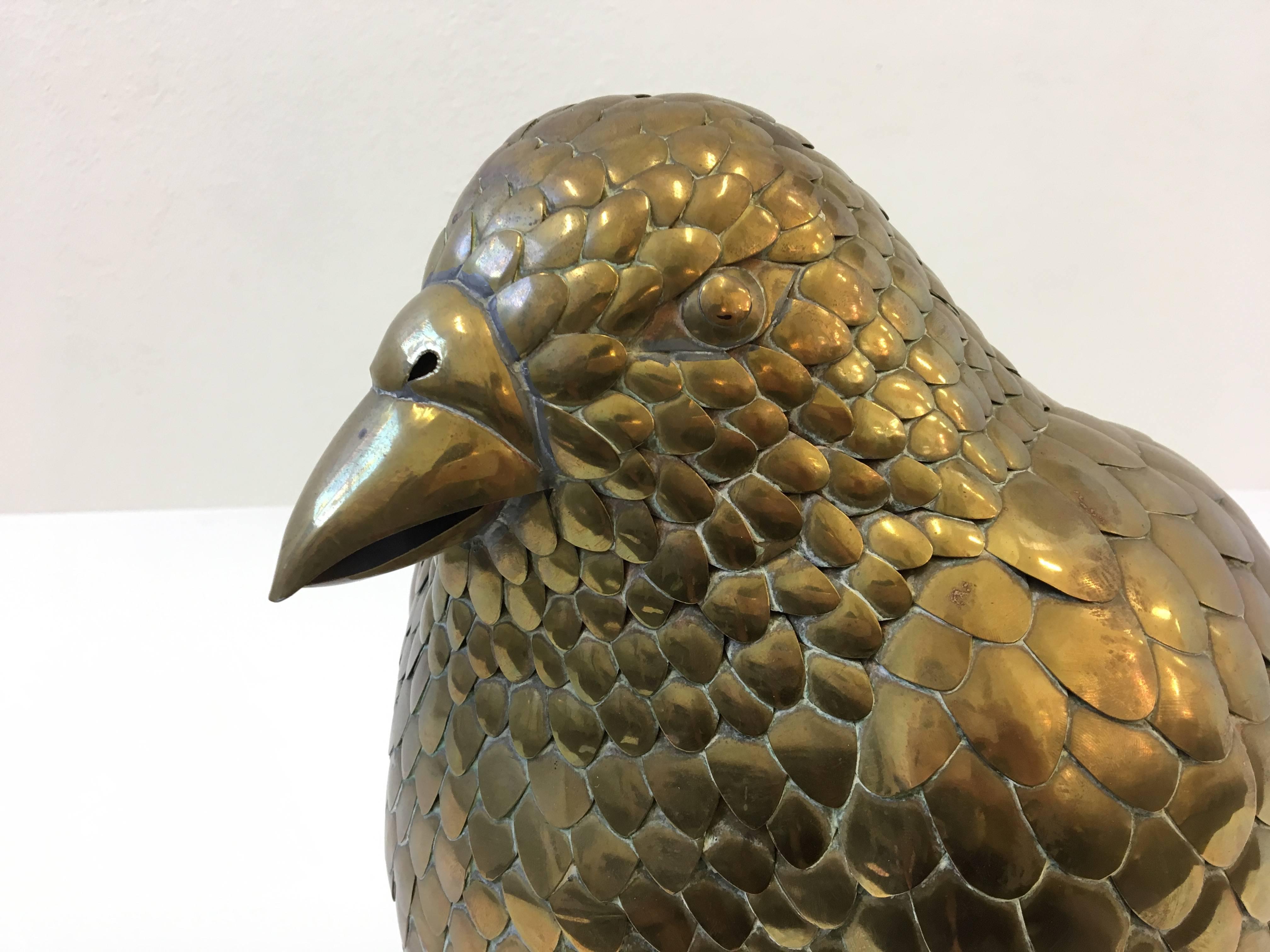 Mexican Large Brass Bird Sculpture by Sergio Bustamante