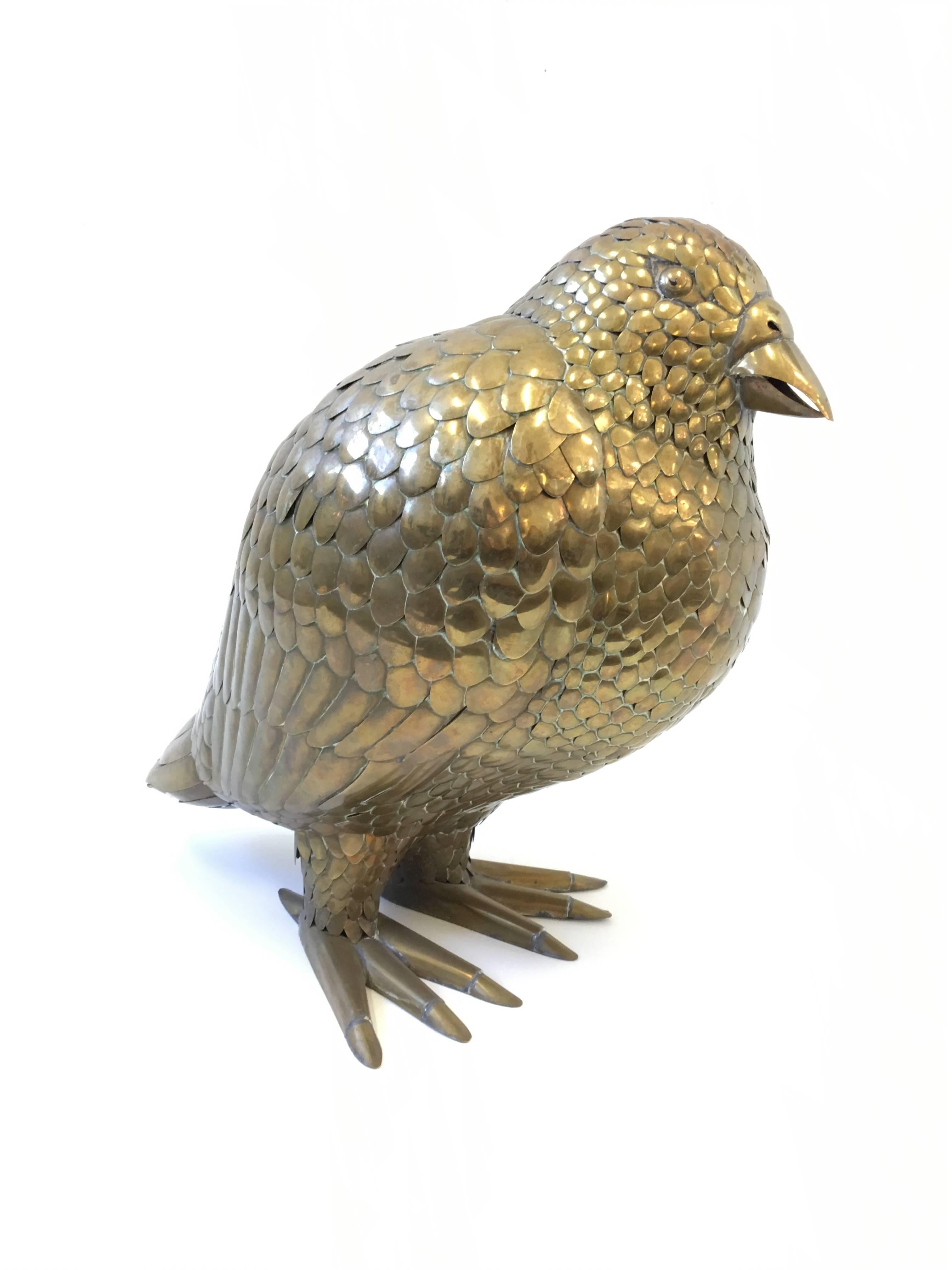 Large Brass Bird Sculpture by Sergio Bustamante In Excellent Condition In Palm Springs, CA