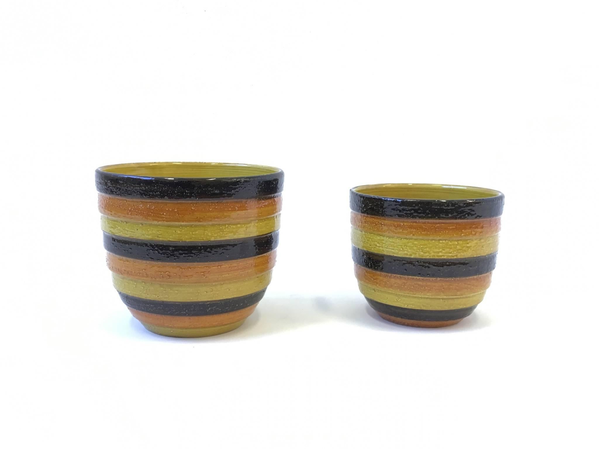 Glazed Pair of Italian Ceramic Planters by Bitossi for Rosenthal 