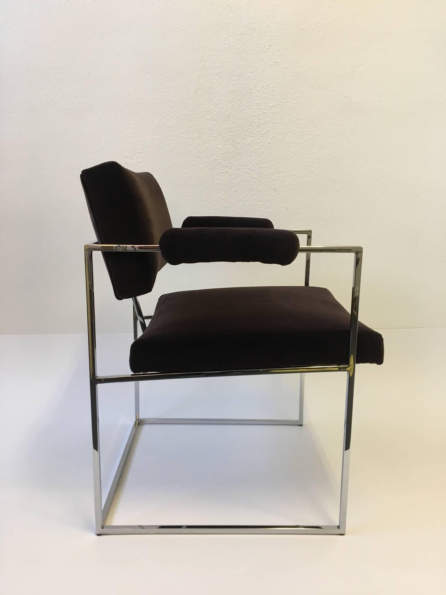 Mid-Century Modern Set of Six Chrome Armchairs by Milo Baughman for Thayer Coggin