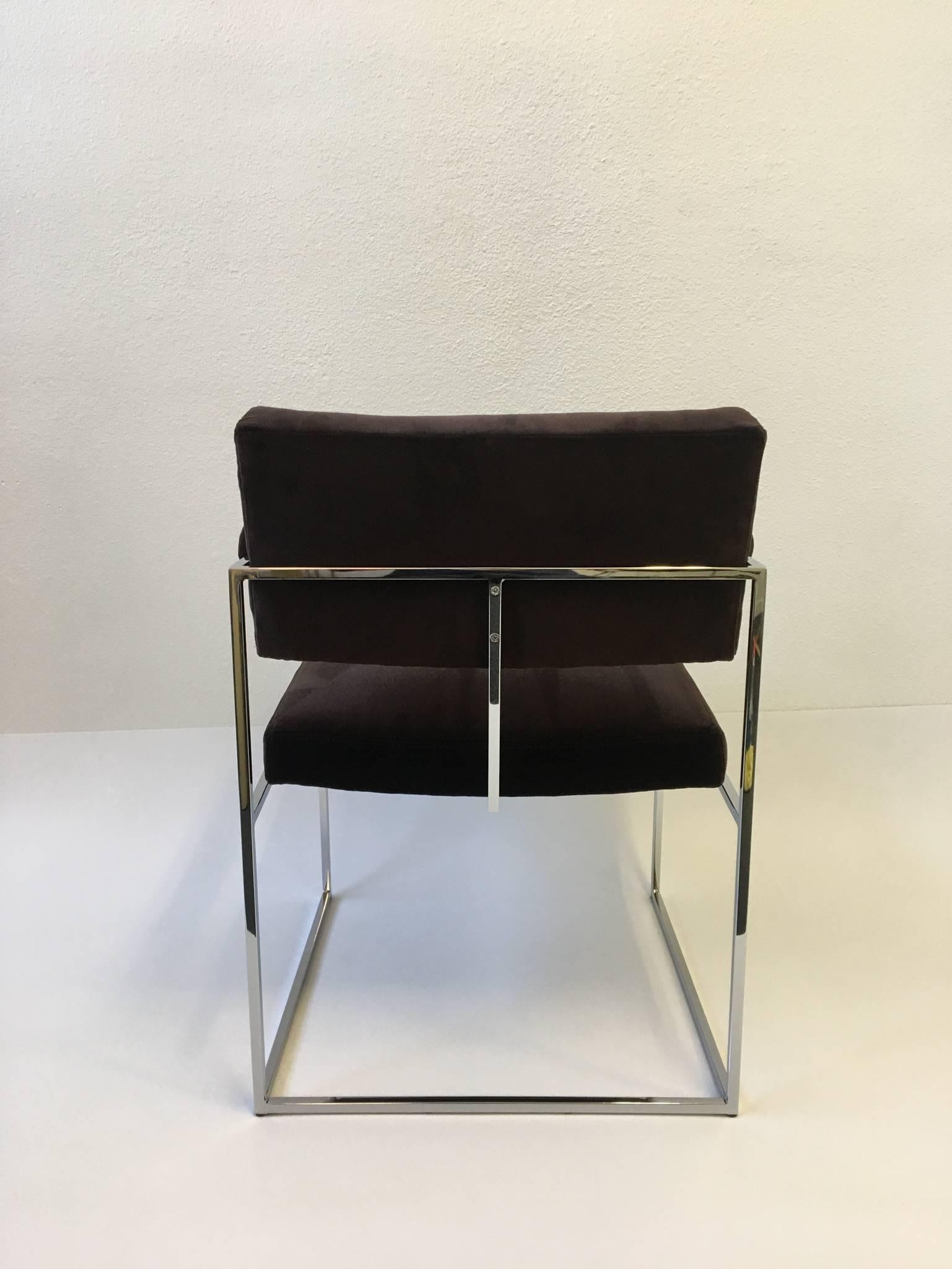 Polished Set of Six Chrome Armchairs by Milo Baughman for Thayer Coggin