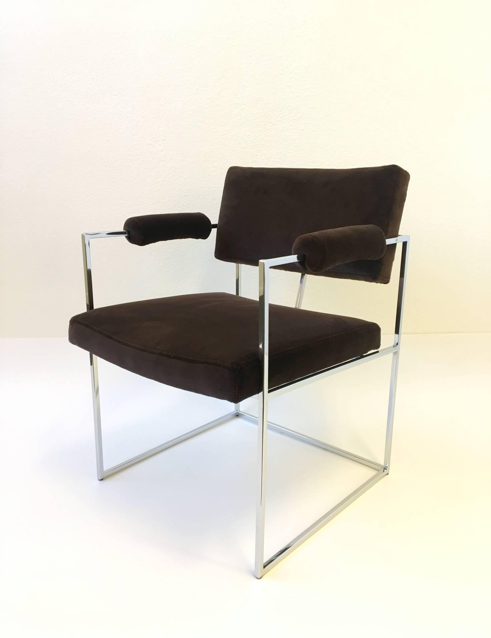 Late 20th Century Set of Six Chrome Armchairs by Milo Baughman for Thayer Coggin