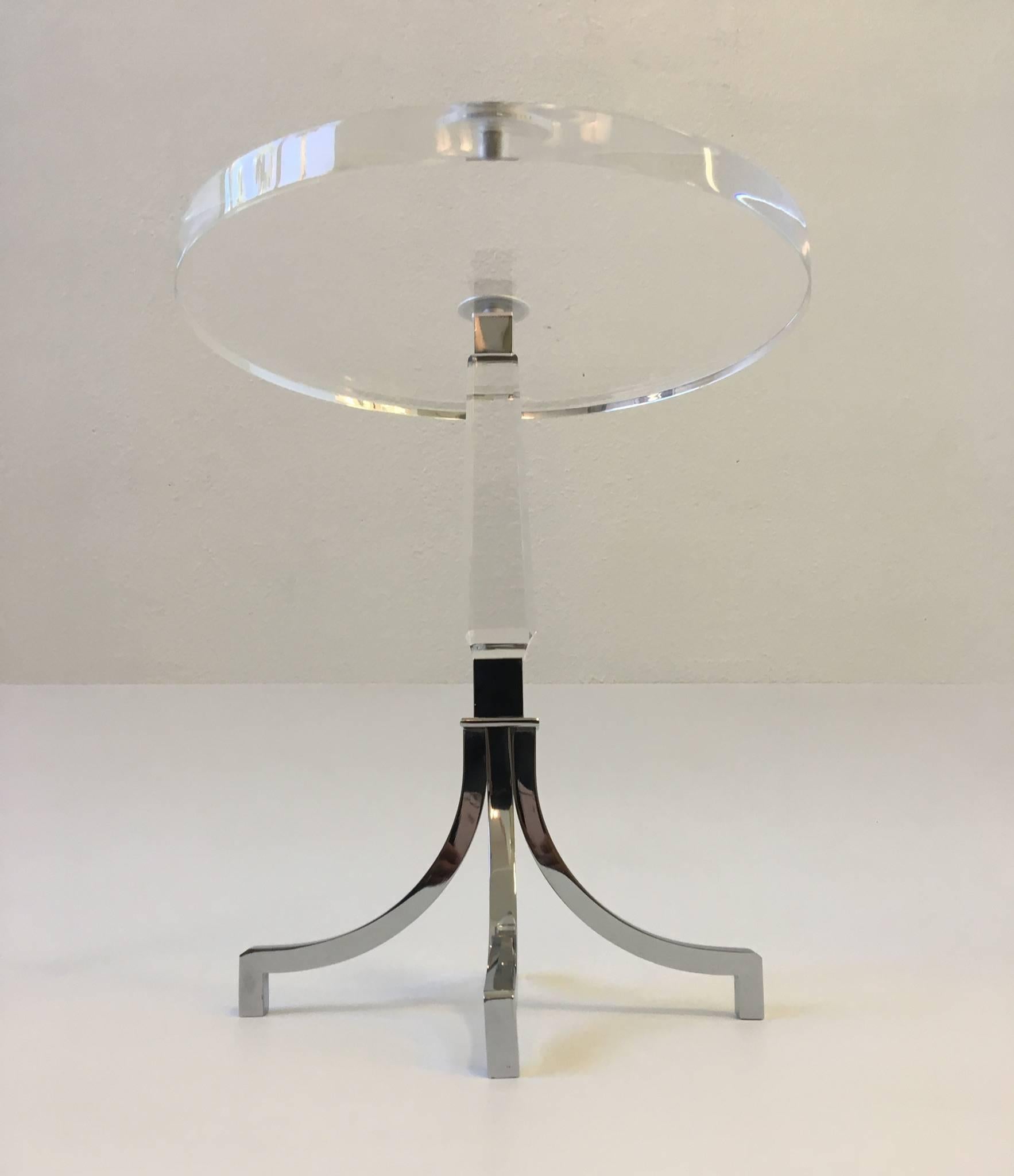 Hollywood Regency Acrylic and Chrome Occasional Table by Charles Hollis Jones