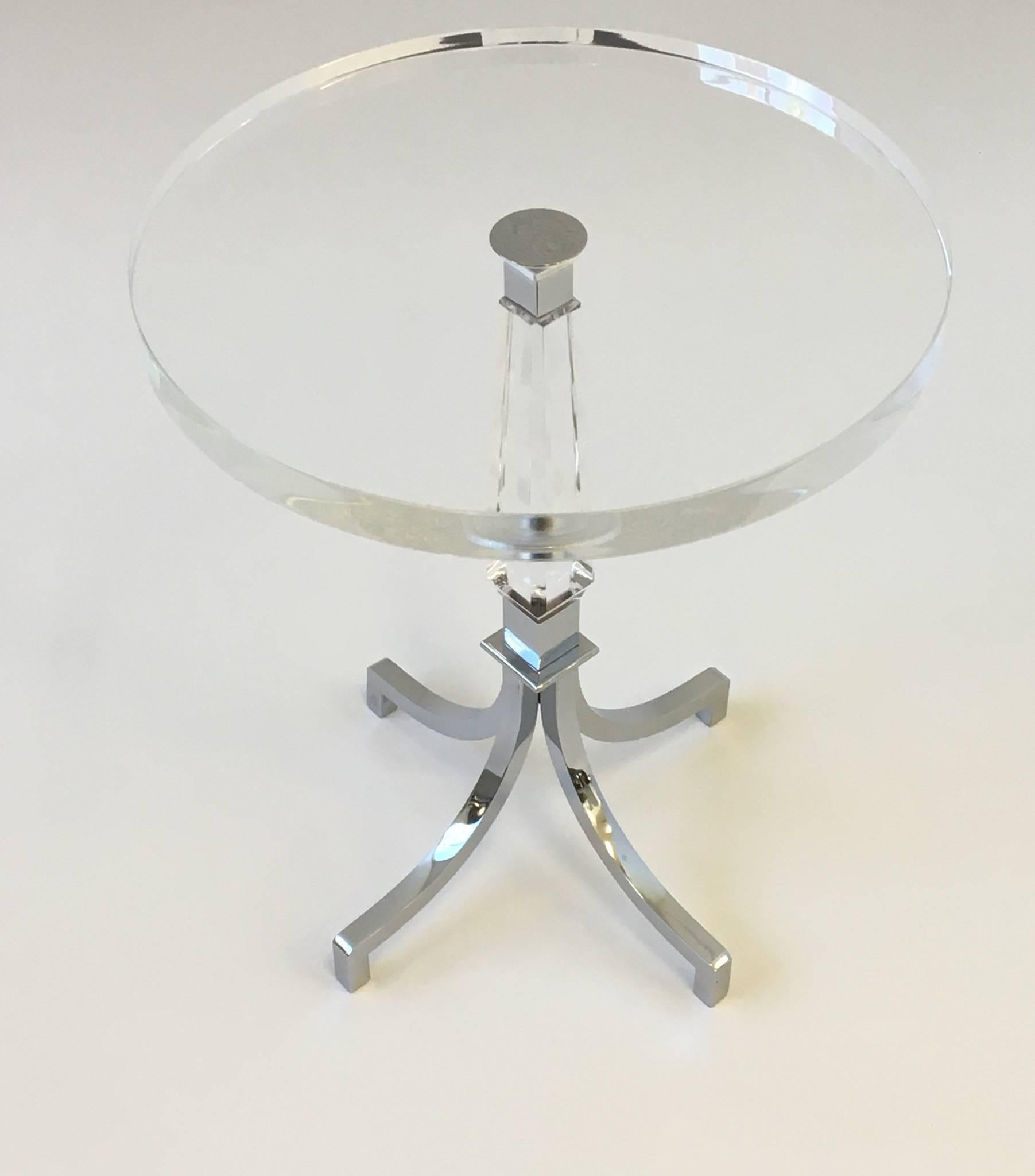 American Acrylic and Chrome Occasional Table by Charles Hollis Jones