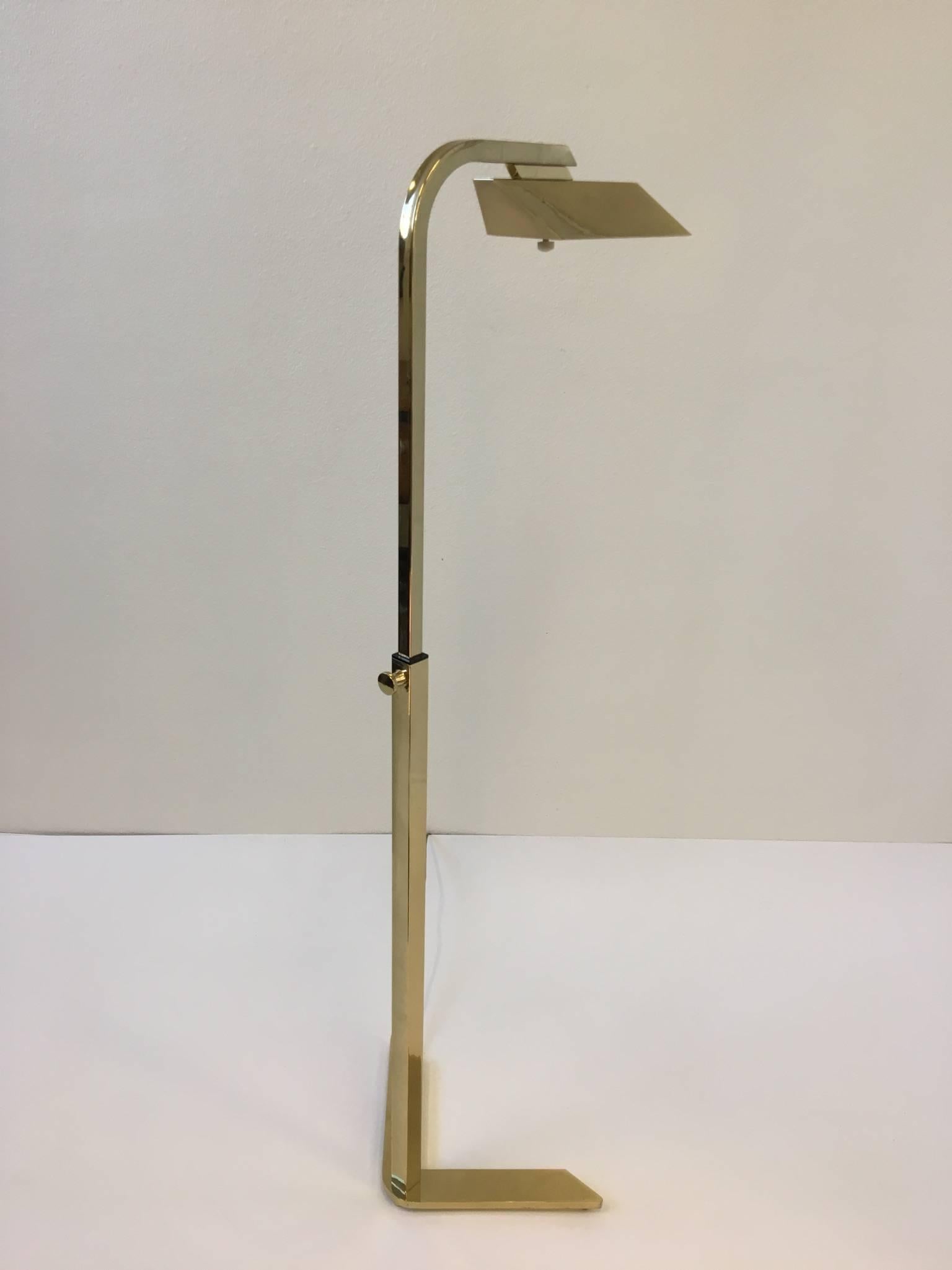 Late 20th Century Adjustable Brass V Floor Lamp by Charles Hollis Jones