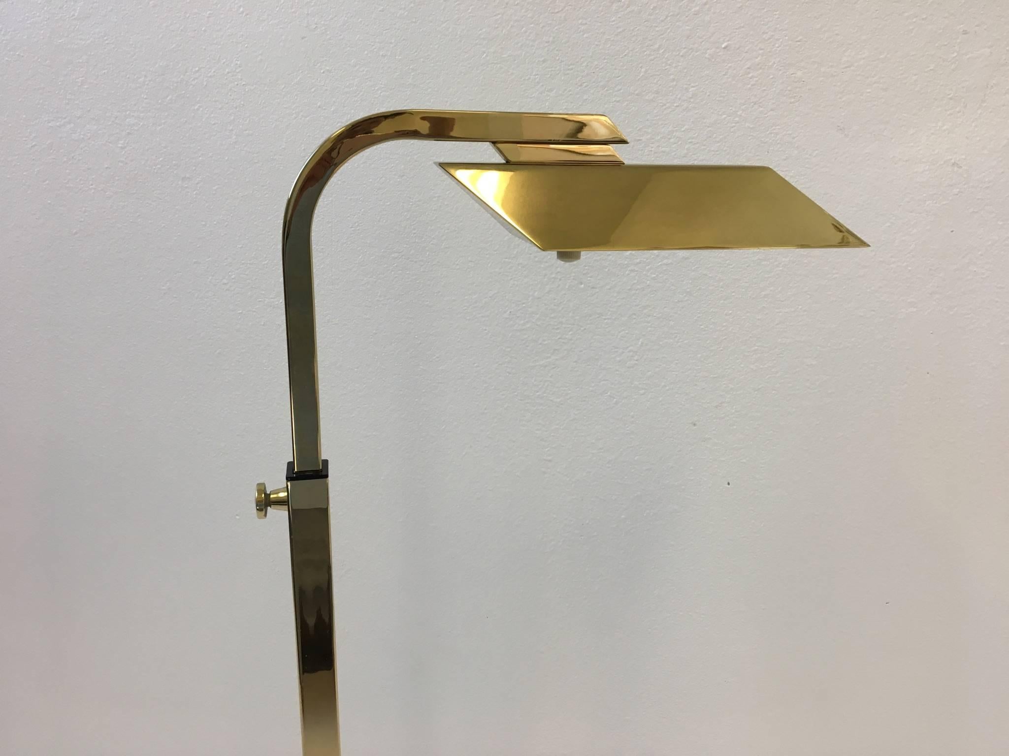 American Adjustable Brass V Floor Lamp by Charles Hollis Jones