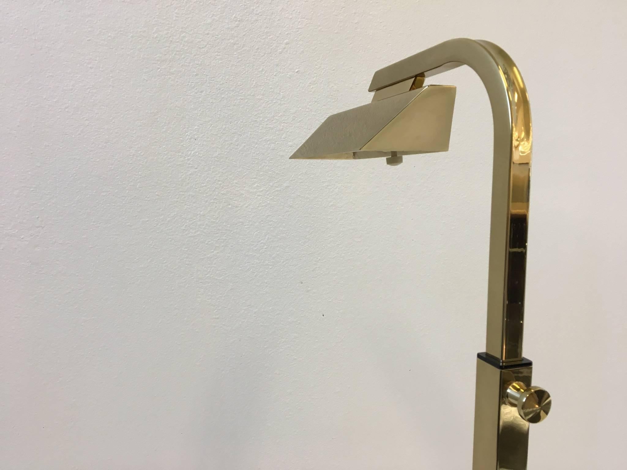 Polished Adjustable Brass V Floor Lamp by Charles Hollis Jones