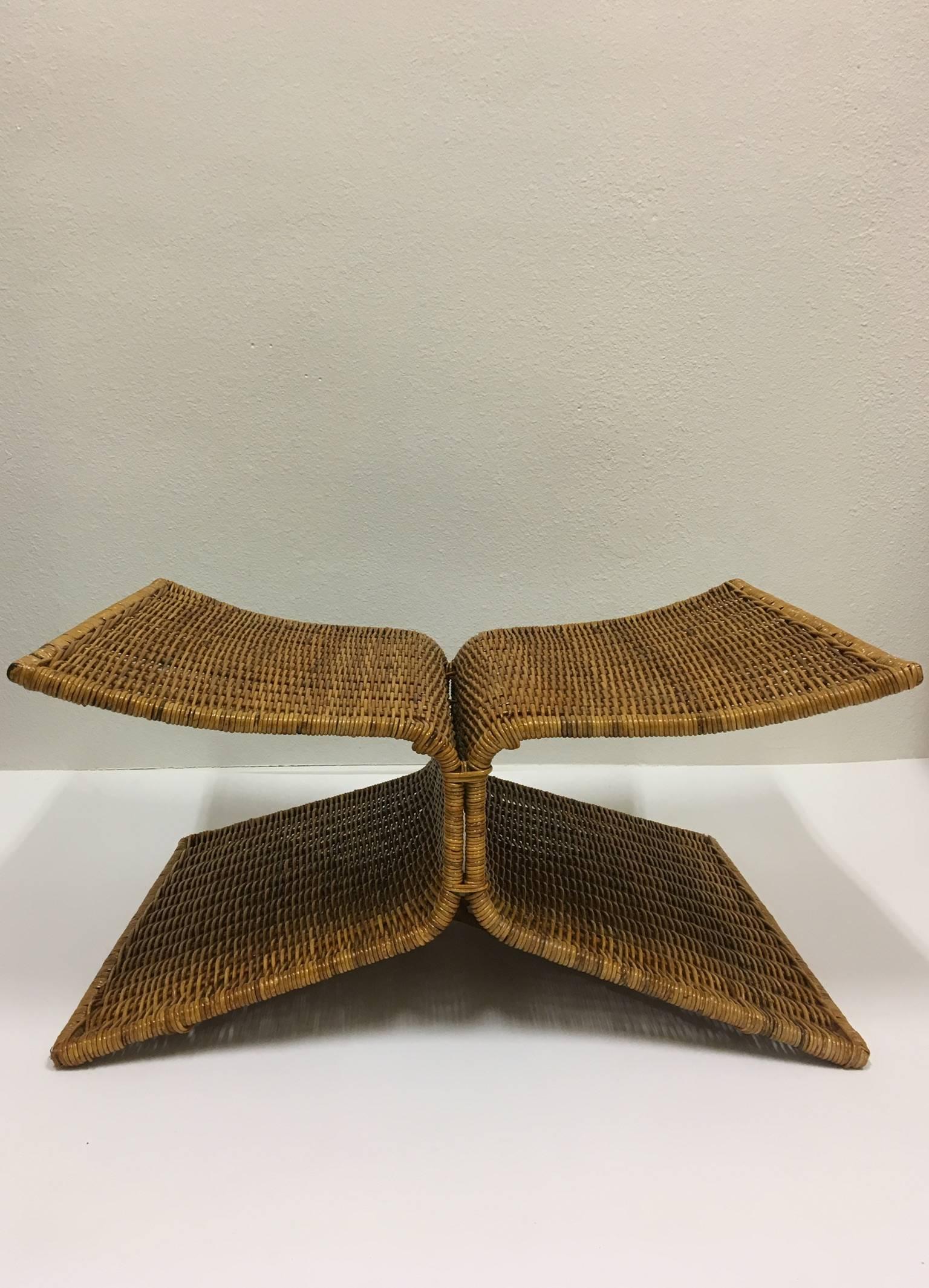 Mid-Century Modern Rare “Lotus” Wicker  Lounge Chair and Ottoman by Miller Yee Fong