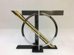 Konsolentisch aus gemischten Metallen und Glas des Design Institute of America