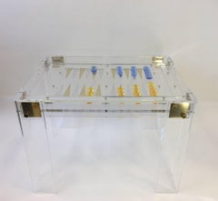 Acrylic and Brass Backgammon Table by Charles Hollis Jones