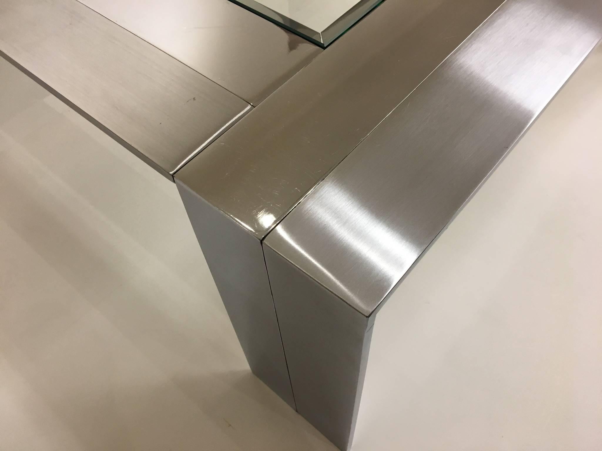 American Stainless Steel and Glass Cocktail Table by Elaine Cohen for DIA For Sale