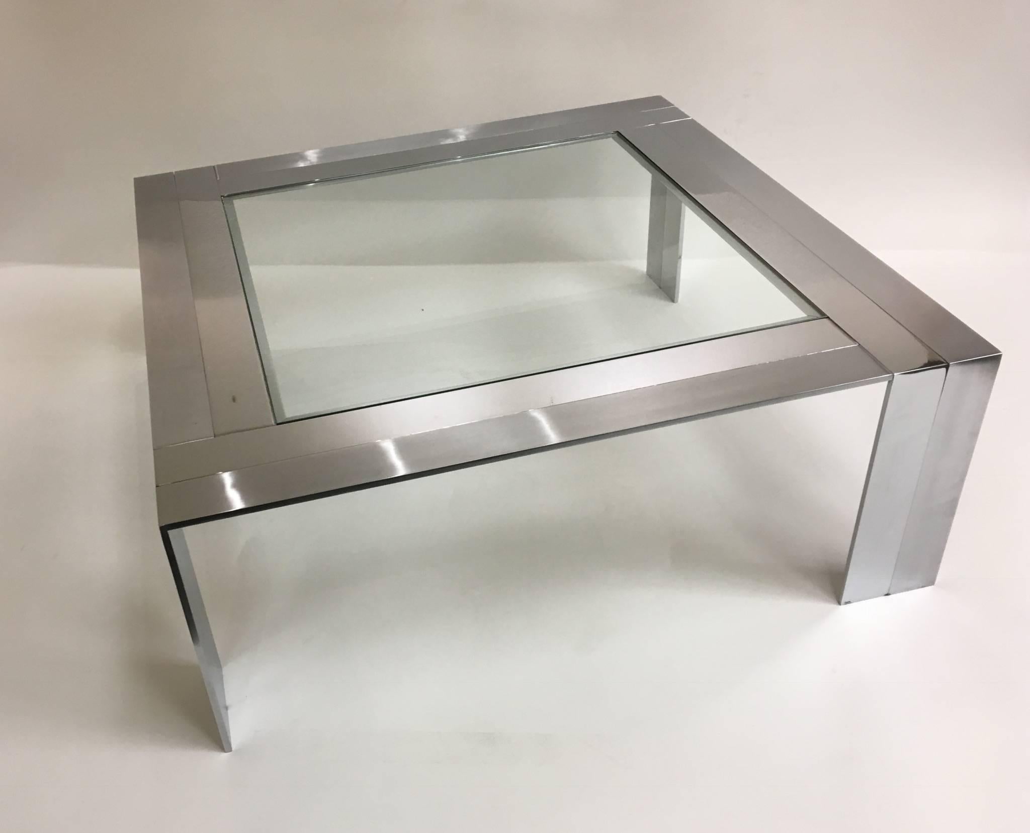 Stainless Steel and Glass Cocktail Table by Elaine Cohen for DIA For Sale 1