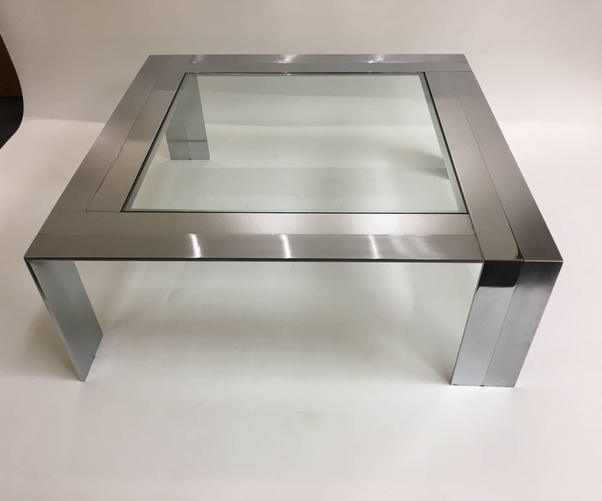 Late 20th Century Stainless Steel and Glass Cocktail Table by Elaine Cohen for DIA For Sale