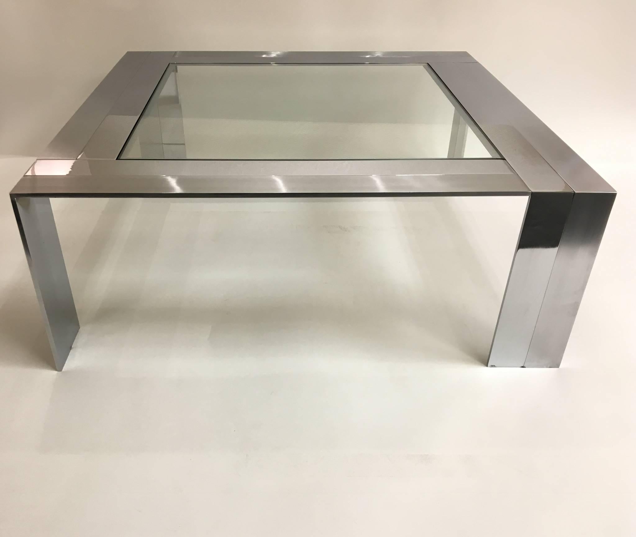 Stainless Steel and Glass Cocktail Table by Elaine Cohen for DIA For Sale 2