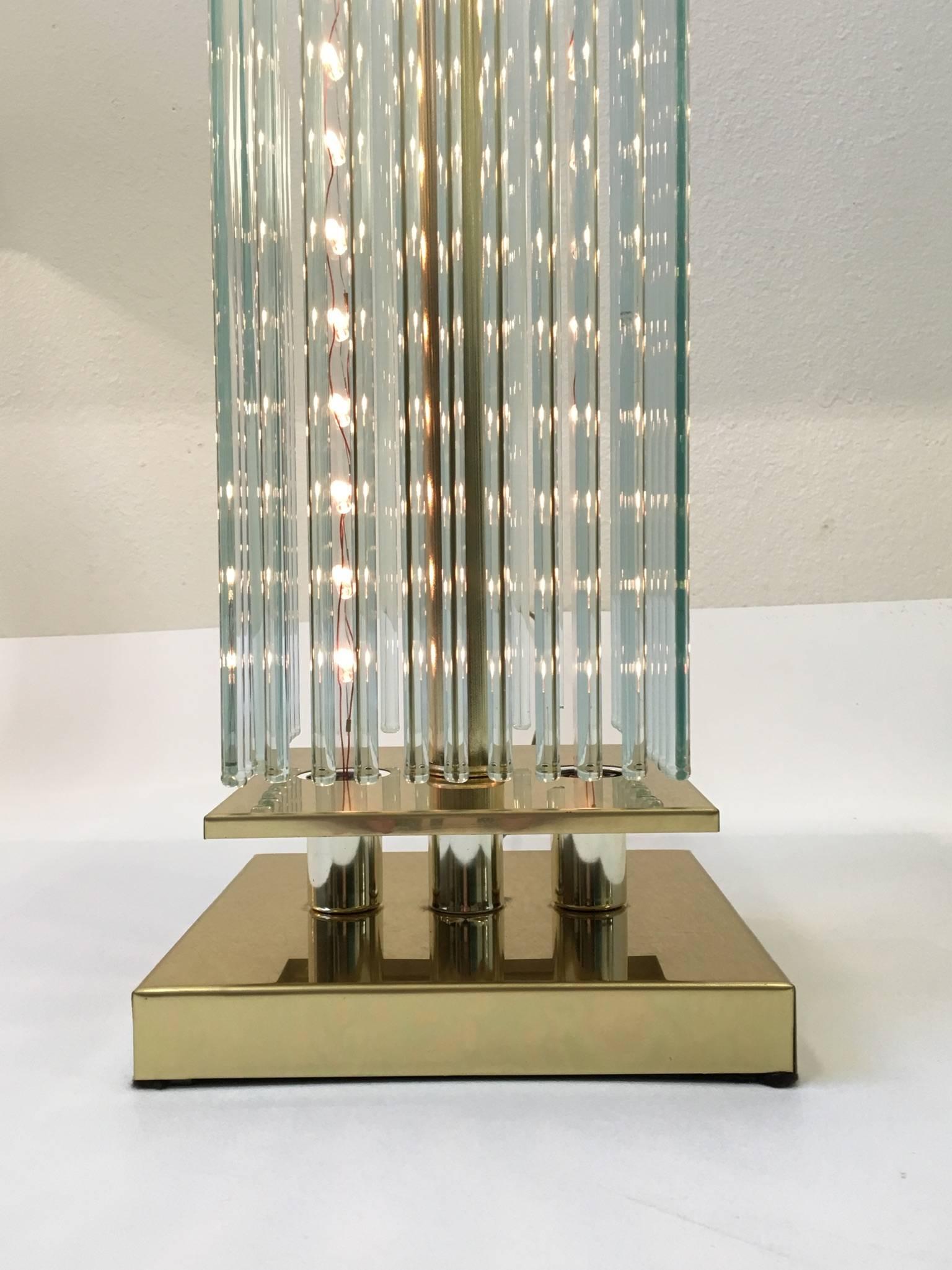 Pair of Brass and Glass Table Lamps by Lightolier In Excellent Condition In Palm Springs, CA