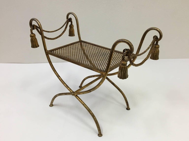 Italian Gilded Iron Vanity Stool at 1stDibs