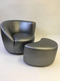 Pair of Swivel Lounge Chair and Ottoman by Vladimir Kagan for Directional