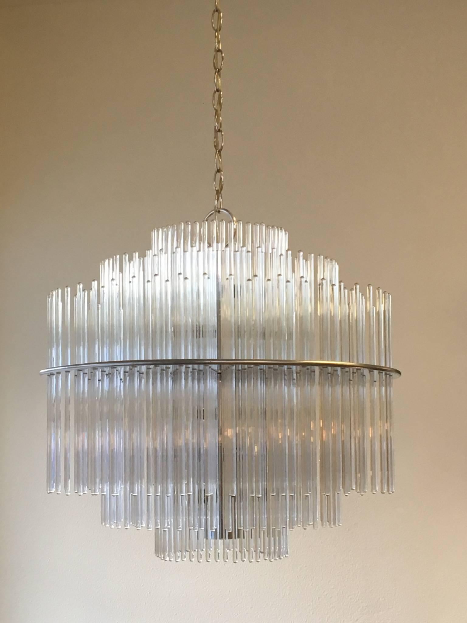 American Chrome and Glass Chandelier by Lightolier