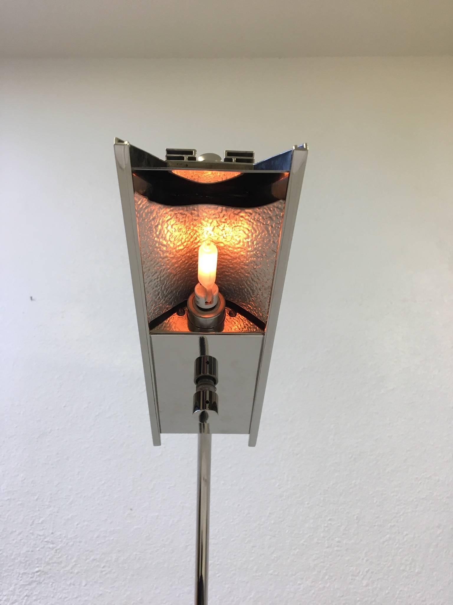 Polished Pair of Nickel Adjustable Floor Lamps by Casella