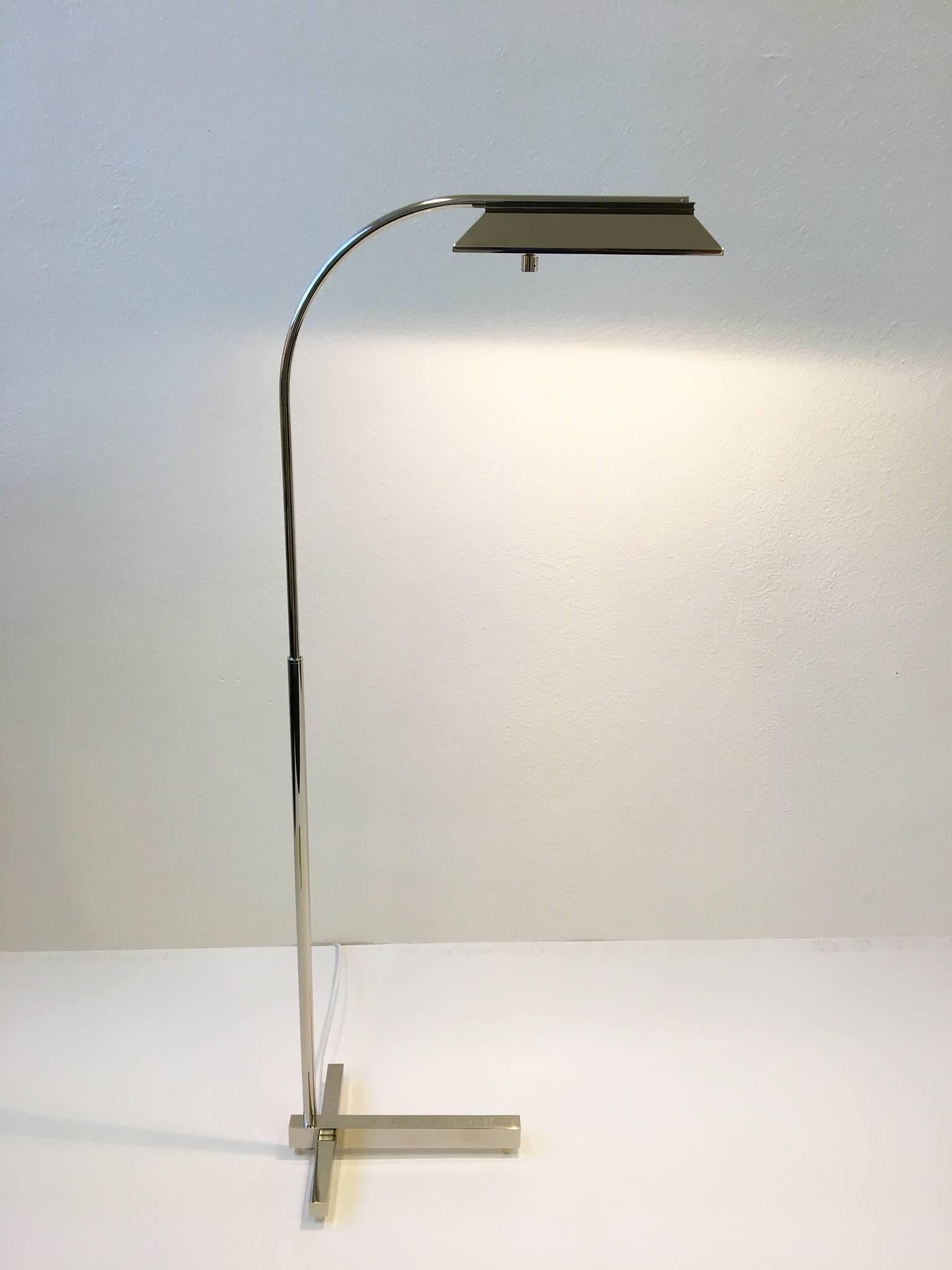 Late 20th Century Pair of Nickel Adjustable Floor Lamps by Casella