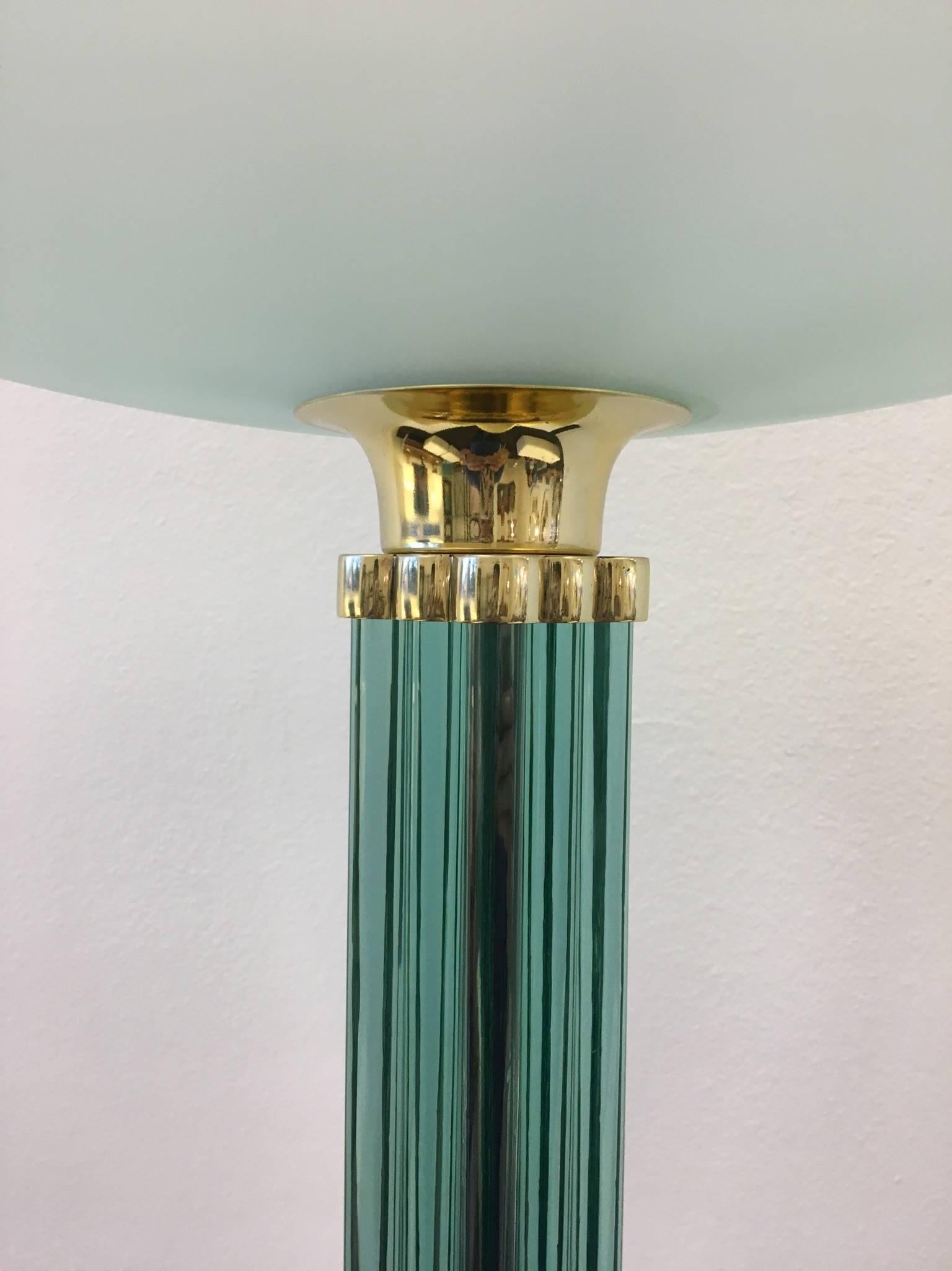Italian Glass and Polished Brass Torchiere in the Style of Fontana Arte 4