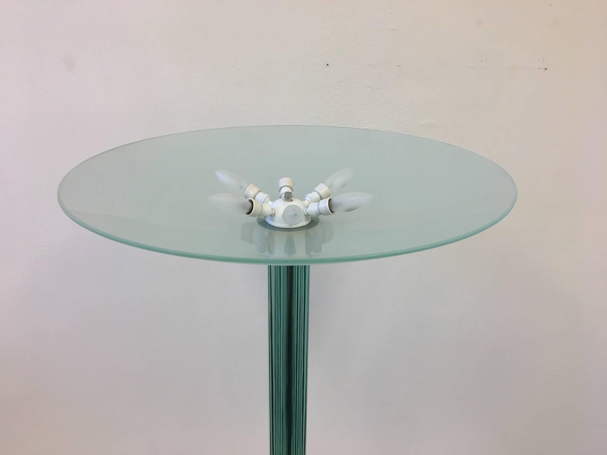 Italian Glass and Polished Brass Torchiere in the Style of Fontana Arte 5