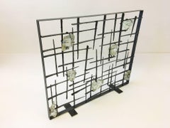 Studio Brutalist Glass and Steel Fireplace Screen by John De La Rosa