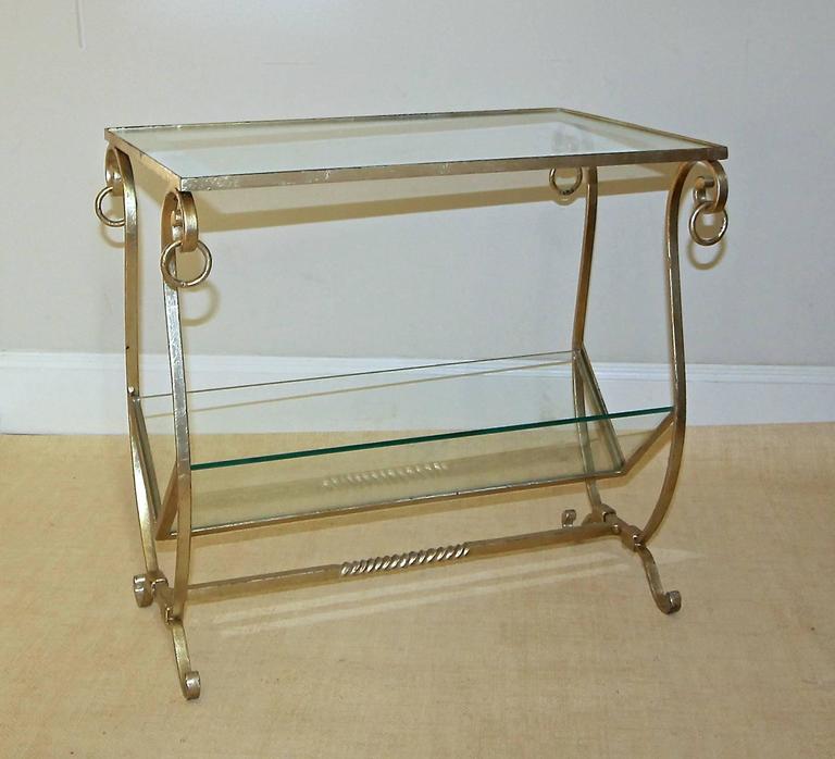 Gilt Metal Combination Side Table Magazine Rack For Sale at 1stDibs