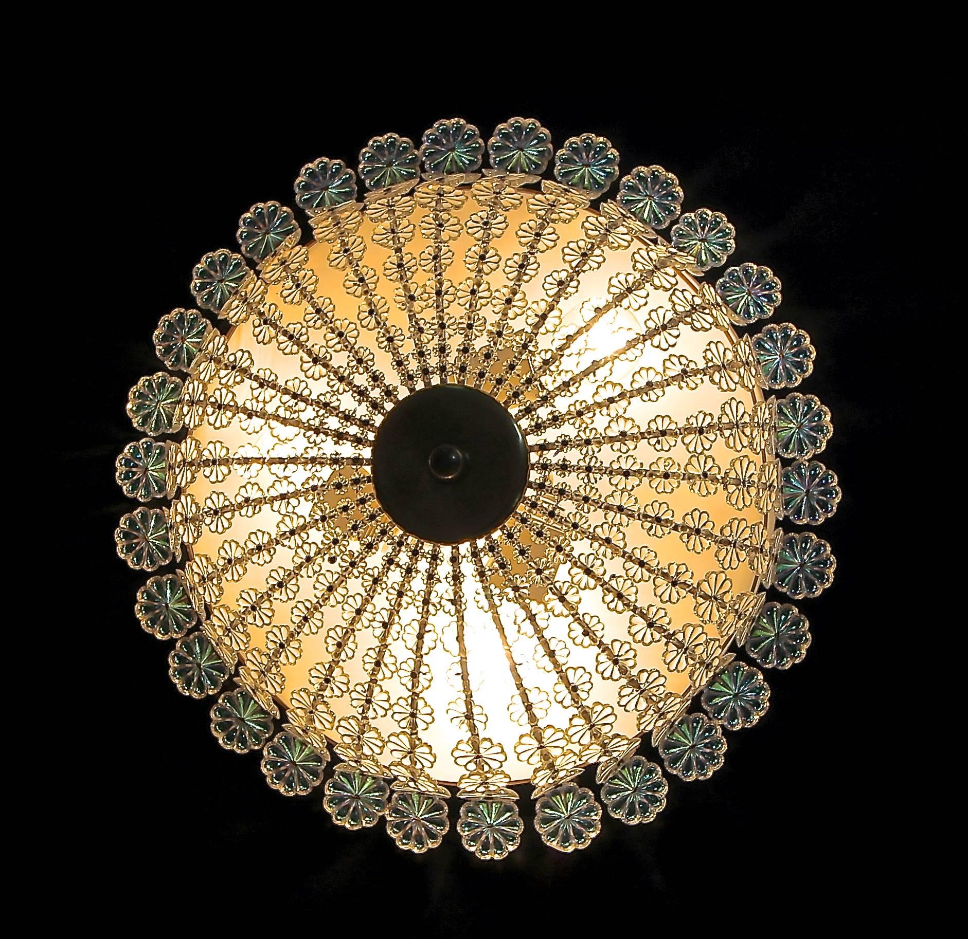 Mid-20th Century Rare Emil Stejnar Floral Flush Mount Ceiling Light