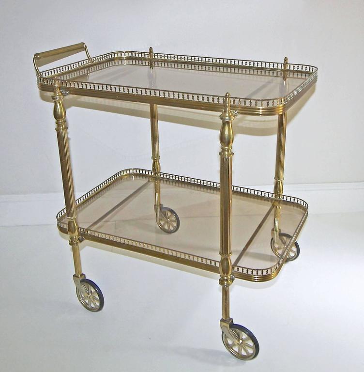 French Neoclassic Vintage Brass Bar Cart at 1stdibs