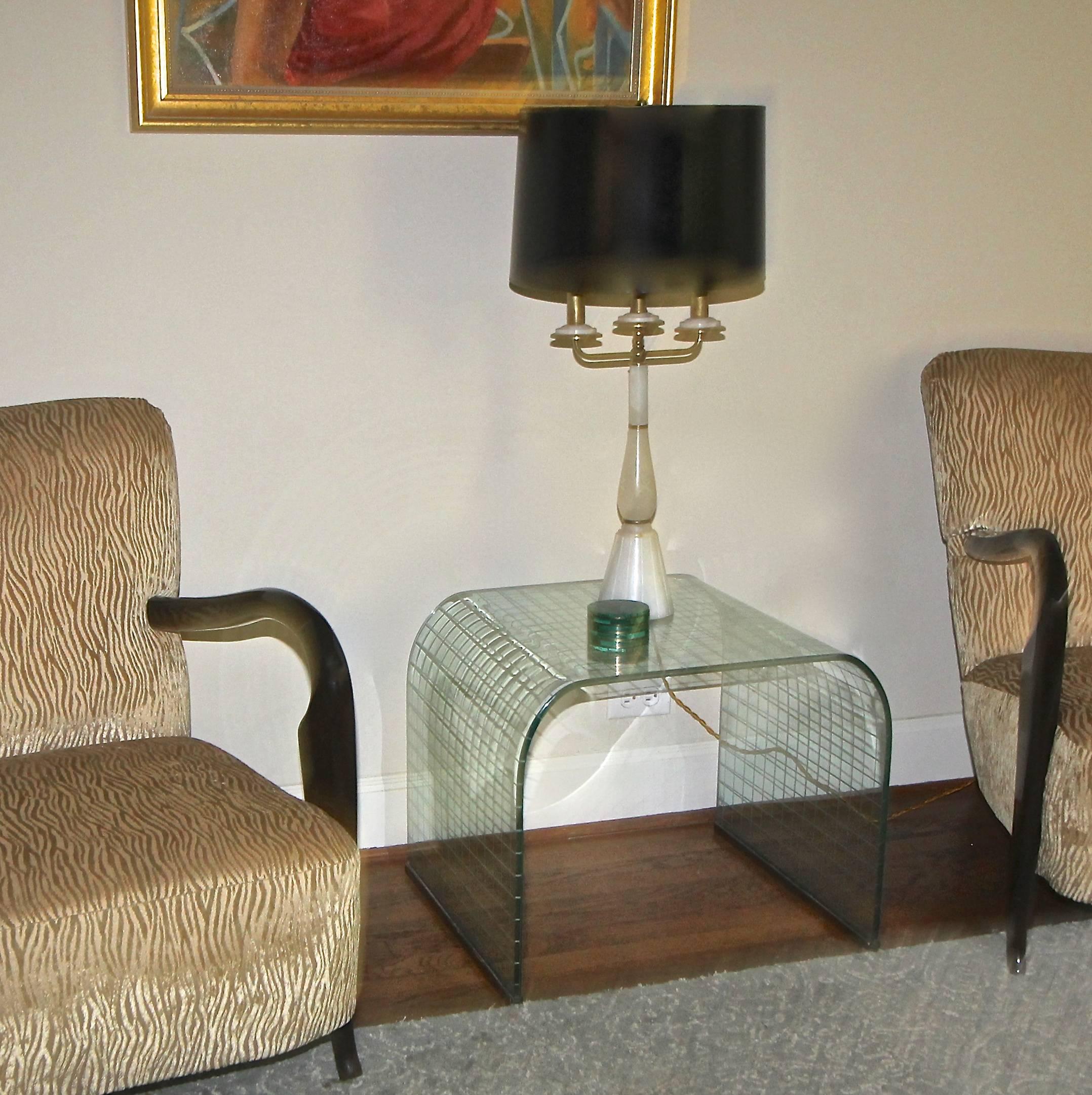 Pair of Waterfall Glass End or Side Tables by Fiam Italy In Excellent Condition In Palm Springs, CA
